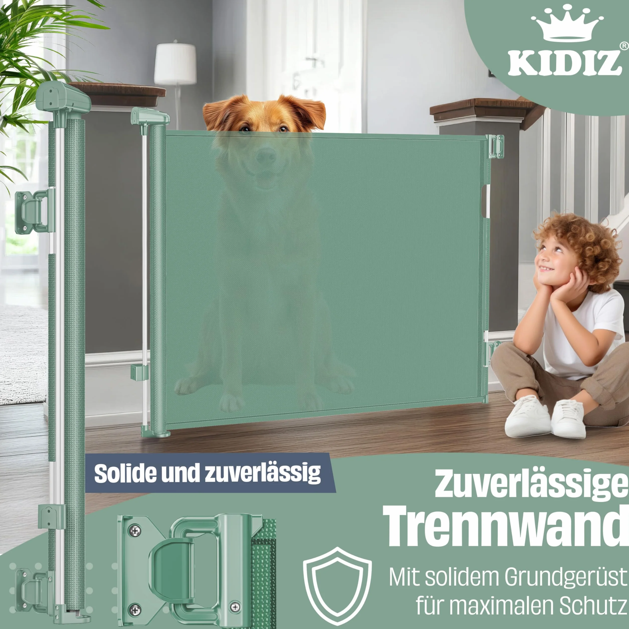 KIDIZ Griglia di protezione per scale e porte allungabile 0-140 cm sicura per bambini e animali domestici