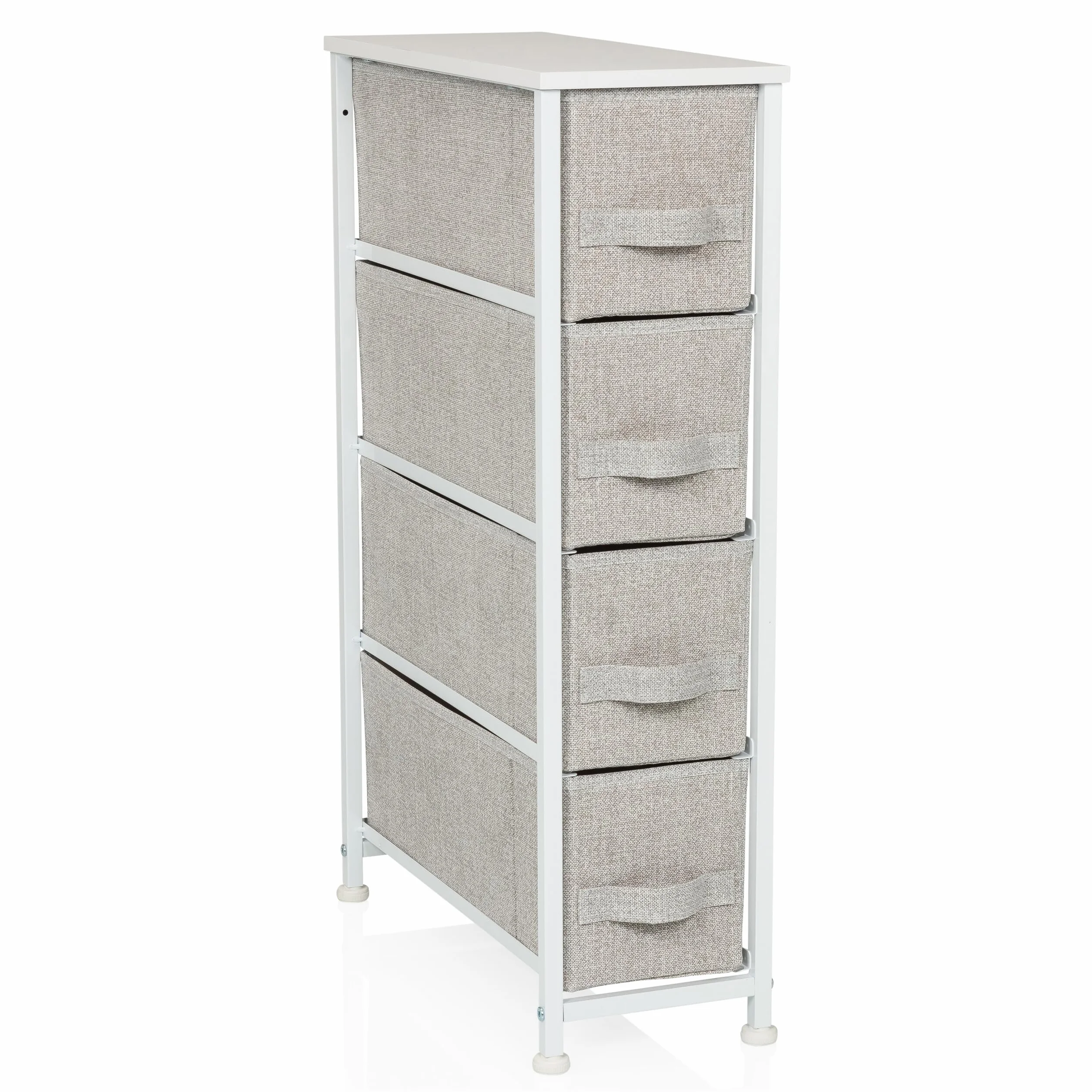 Cassettiera con 4 cassetti in tessuto FOLDRESS S 20x48x76 cm Organizzatore per cassetti, piedini regolabili in altezza, struttura in metallo, grigio