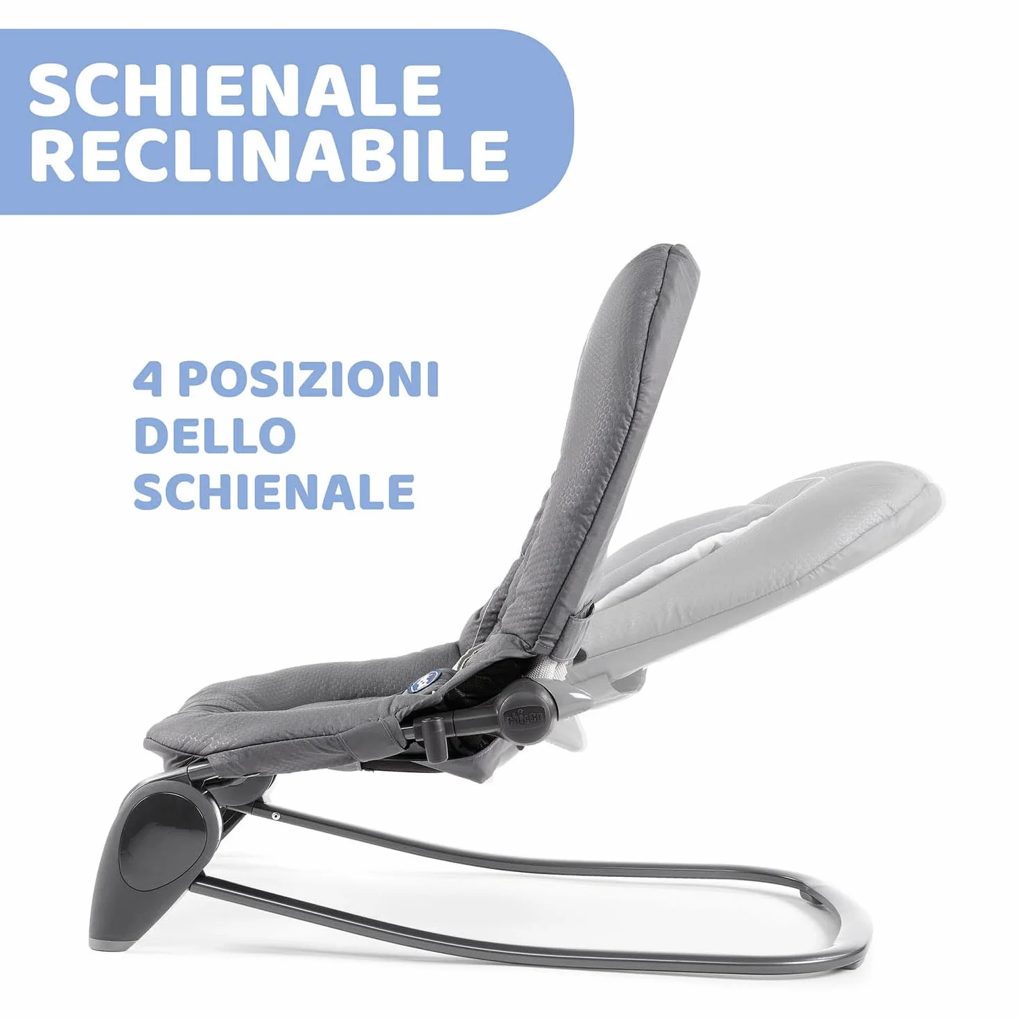 Chicco Hooplà Sdraietta Neonati e Bambini da 0 Mesi a 18 kg, Funzioni Dondolo e Poltroncina, con Barra Gioco, Schienale Regolabile e Cuscino Riduttore, Chiusura Compatta, Grigio scuro