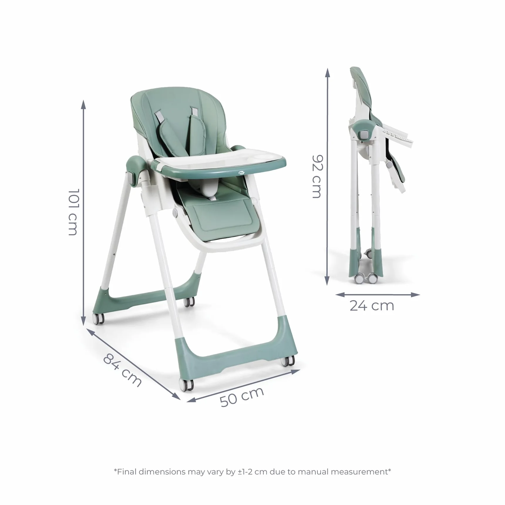 MS BabyWorld Seggiolone Pappa Evolutivo Tasty 7 Posizioni Altezza 3 Reclinazione Vassoio Estraibile Poggiapiedi Regolabile Pieghevole