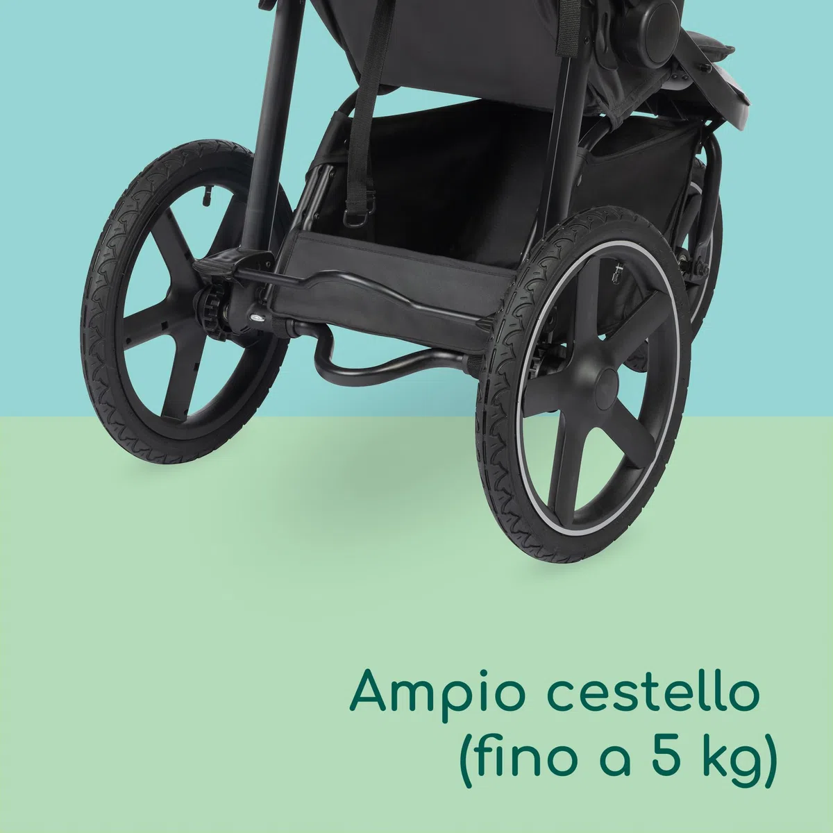 Bebeconfort Cloudy Passeggino Ruote Grandi, 0-4 anni (max.22kg), Reclinabile e Pieghevole, Chiusura Rapida, Corsa 3 Ruote Fuori Strada, Maniglione Regolabile, Mineral Graphite