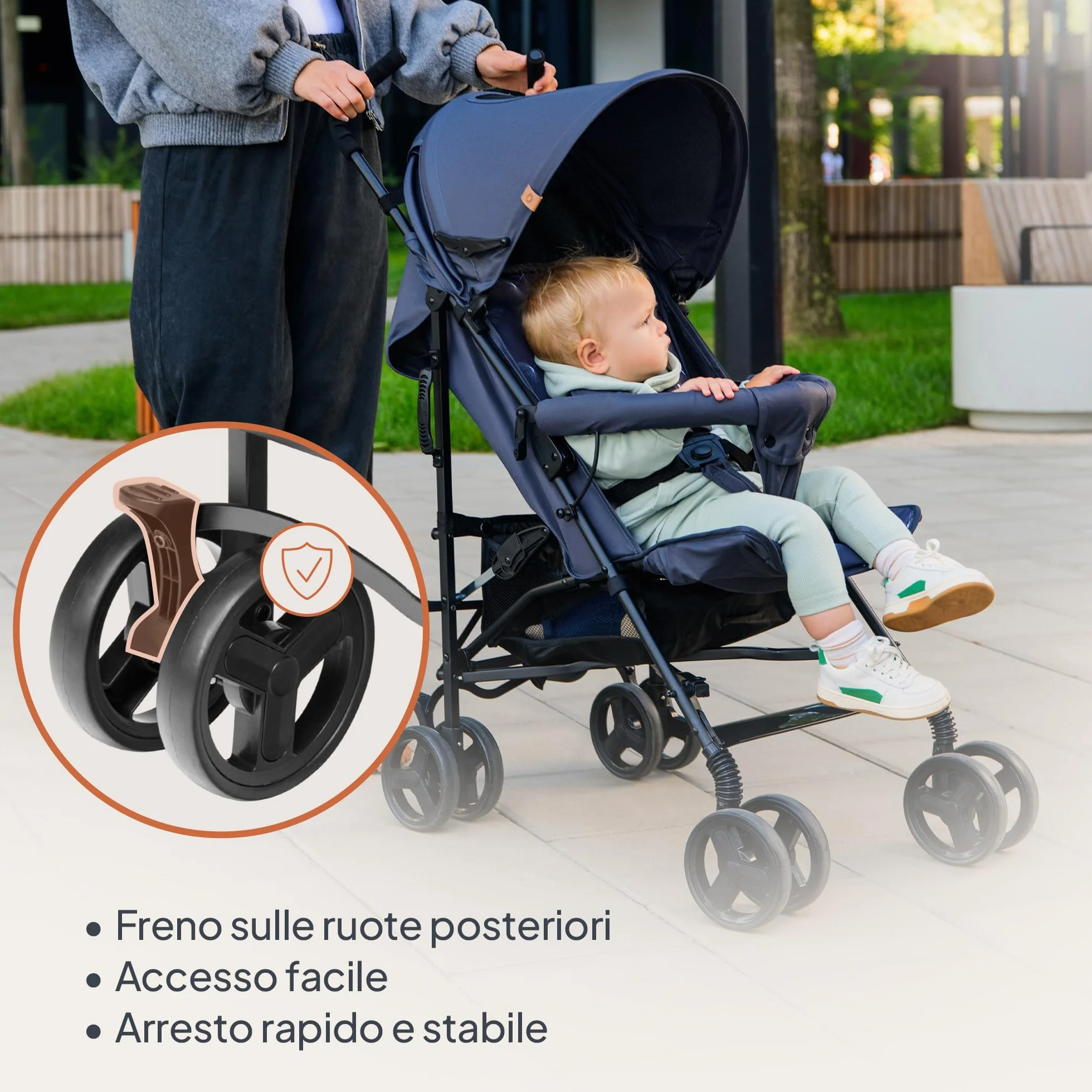 LIONELO Elia Passeggino Leggero Pieghevole 6 mesi 15kg Schienale Regolabile Sdraiata Cinture 5 Punti Cesta Cappottina
