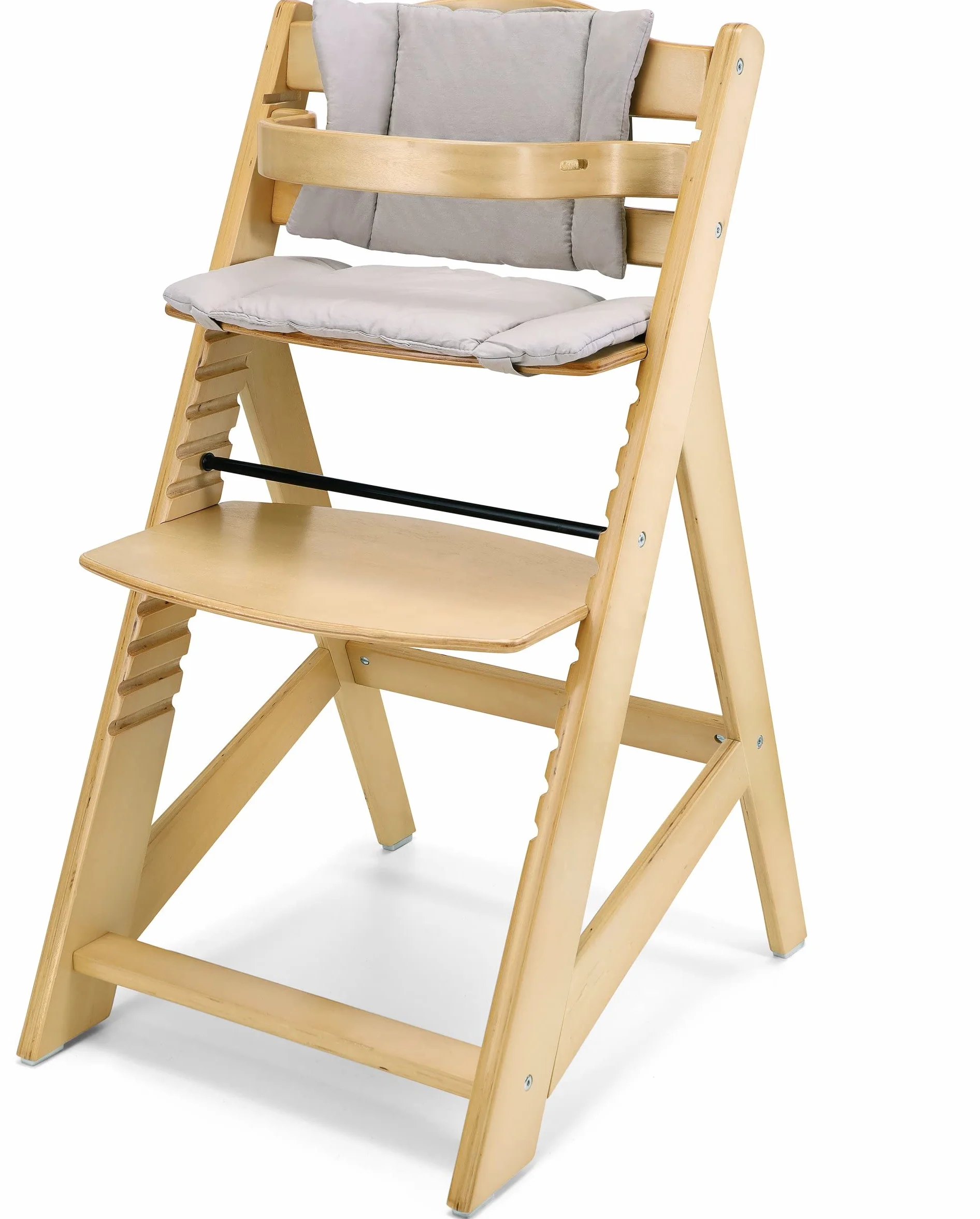 Moby-System Seggiolone Evolutivo Legno Massello Ontano 0-12 Anni 12 Livelli Altezza Regolabile Vassoio Removibile Cuscino Cintura Sicurezza 3 Punti