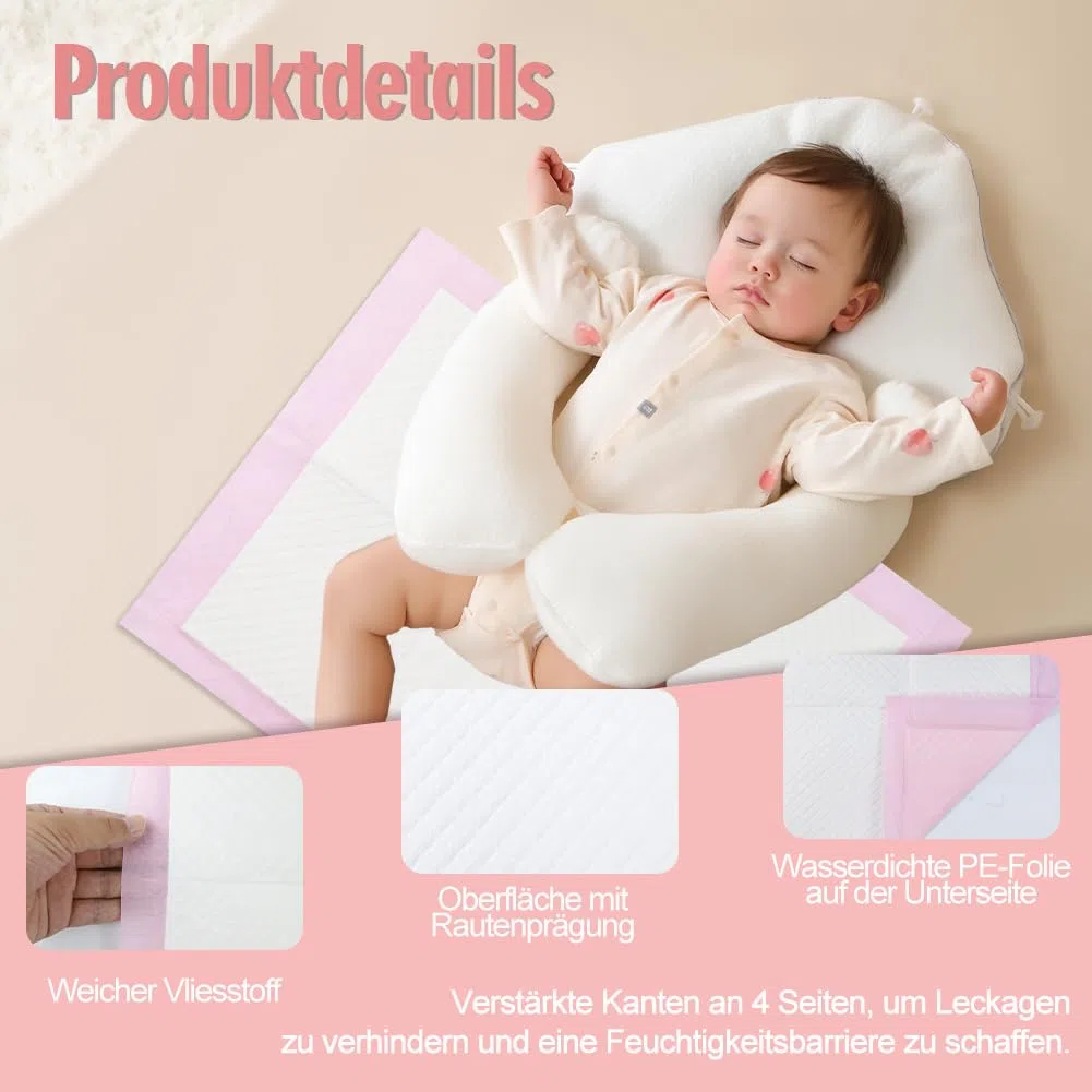 100 materassini per incontinenza per bambini, usa e getta, 33 x 45 cm, per bambini, per il viaggio, igienico con super assorbente, morbido, impermeabile, traspirante