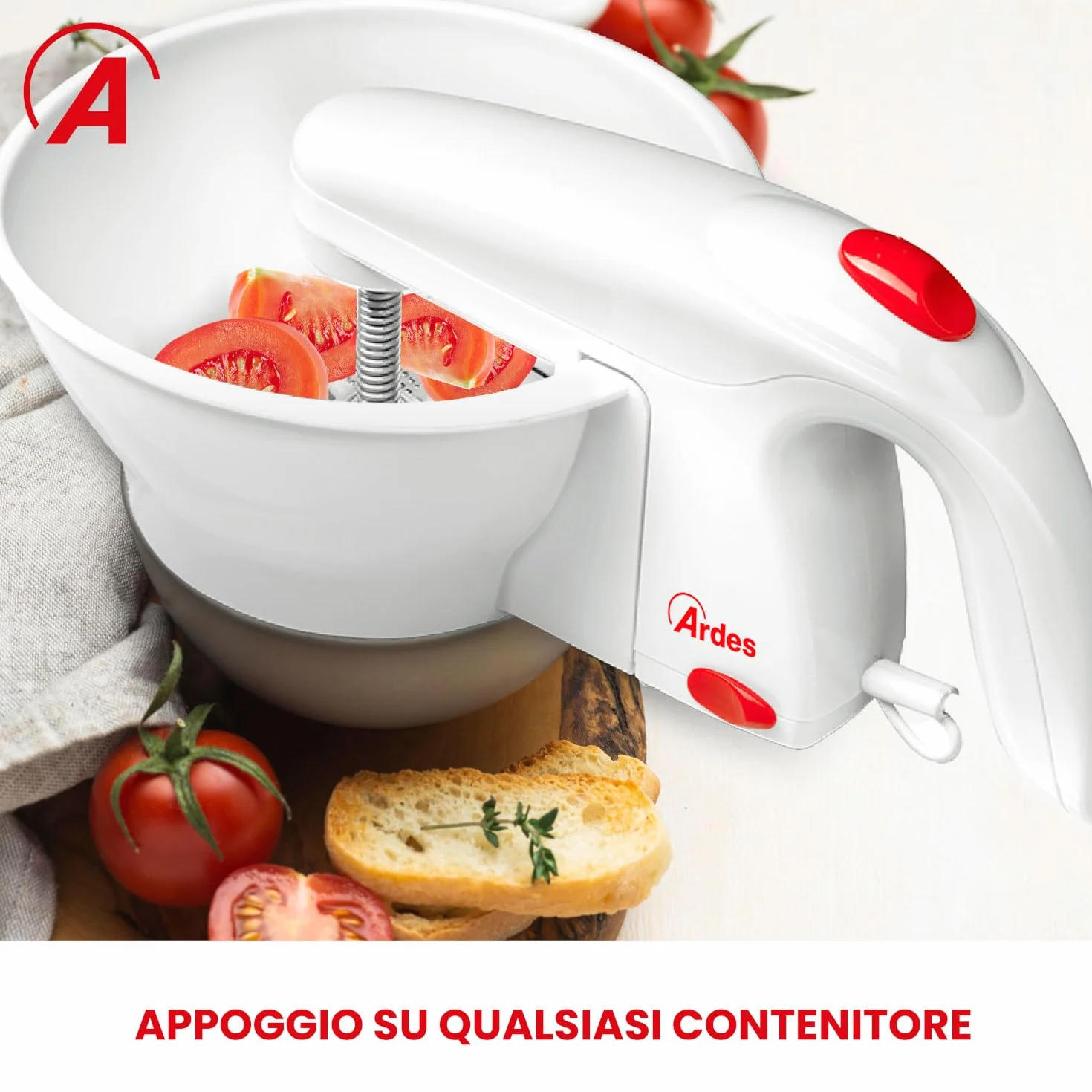 Ardes VEGGY Macchina Elettrica per Purè e Creme, 3 Dischi da Taglio in Acciaio Inox