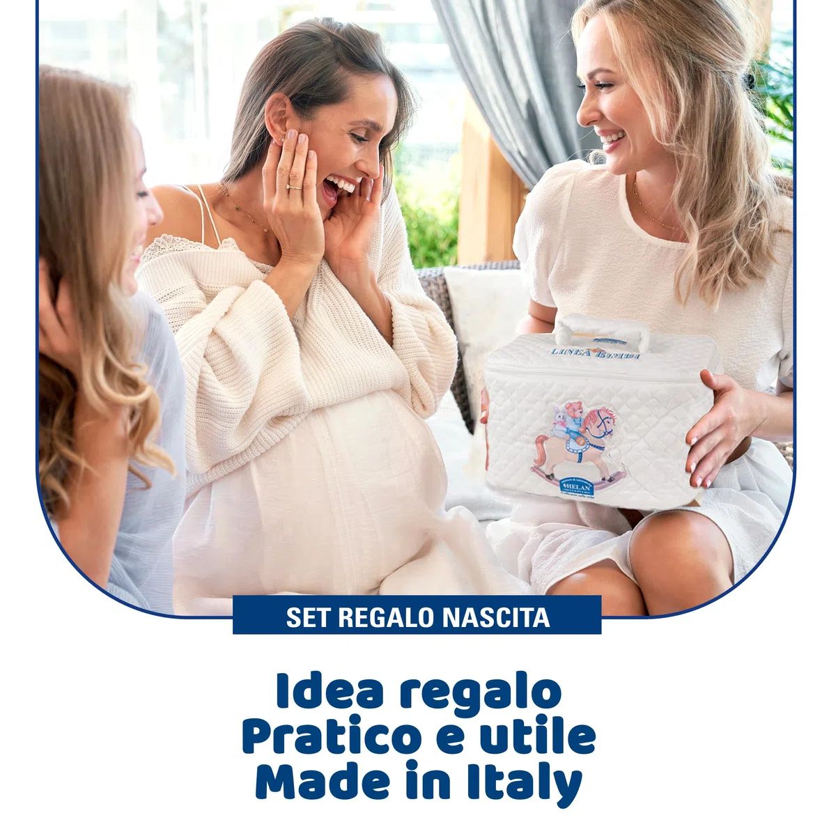 Helan, Linea Bimbi - Set Bagnetto Neonato, Beauty Case Neonato Kit Nascita Igiene con Crema Corpo Idratante, Bagnoschiuma Shampoo, Crema Cambio Pannolino e Olio Corpo, Prodotti Bagno per Idee Regalo