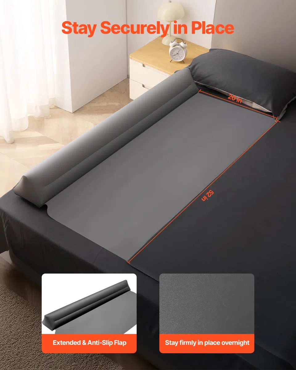 VEVOR Paracolpi per Letto per Bambini Piccoli, 1323 x 690 x 160 mm di Protezione per Letto Gonfiabile con Aletta di Sicurezza Paracolpi Antiscivolo in TPU, Letti Leggero e Portatile 2 Pezzi
