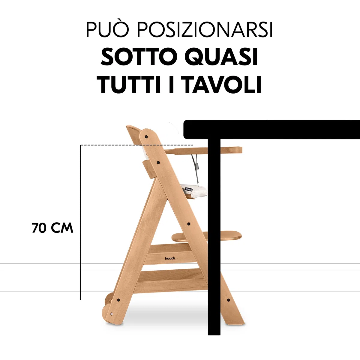 hauck Seggiolone Beta+ Newborn Set Premium da 0 Mesi - Seggiolone Legno Evolutivo, con Sdraietta Neonati (Dondolo Neonati), Cuscino Seduta, Vassoio - (Sdraietta: Grigio chiaro, Naturale)