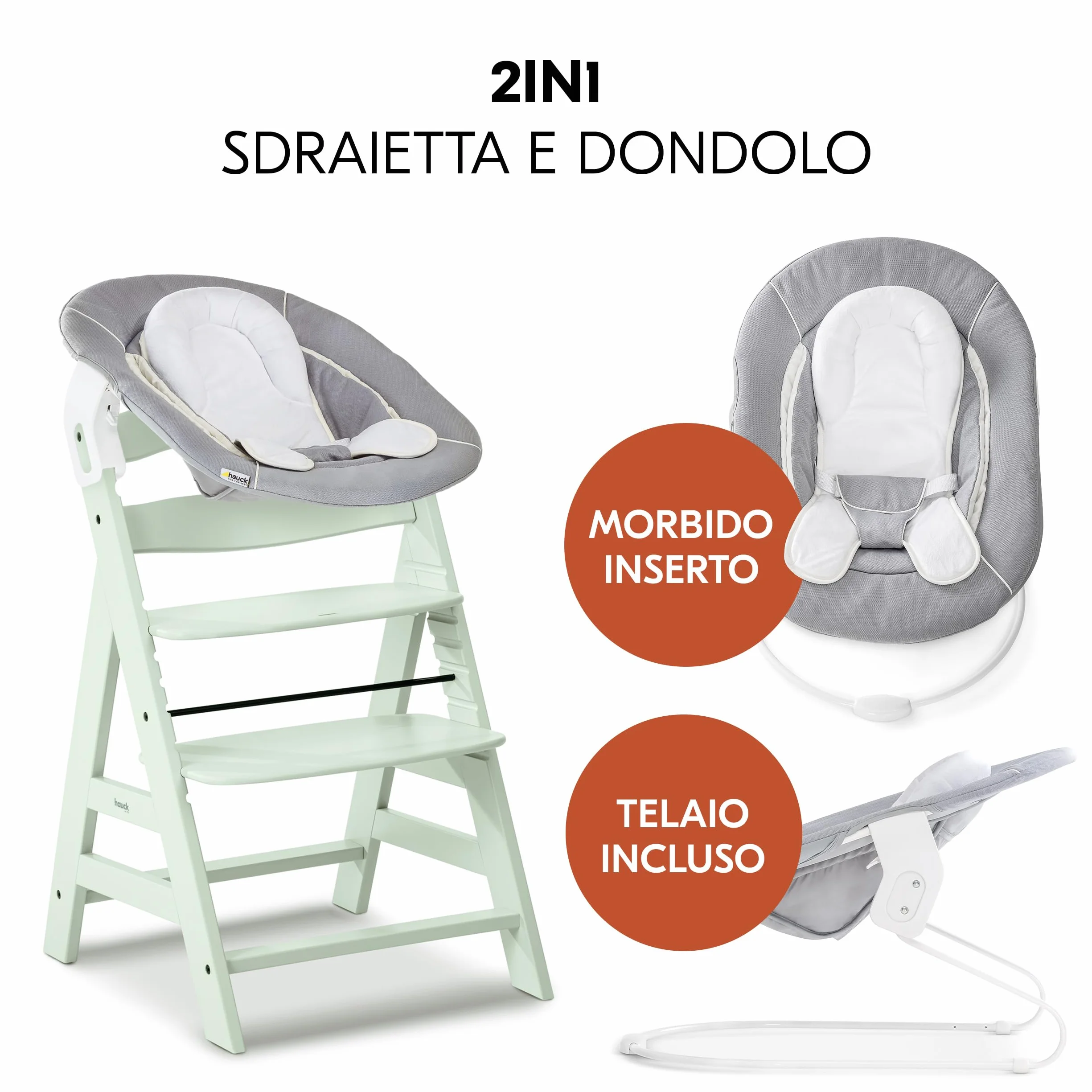 hauck Seggiolone Pappa Alpha Plus Newborn - Seggiolone Evolutivo Legno Classic Menta