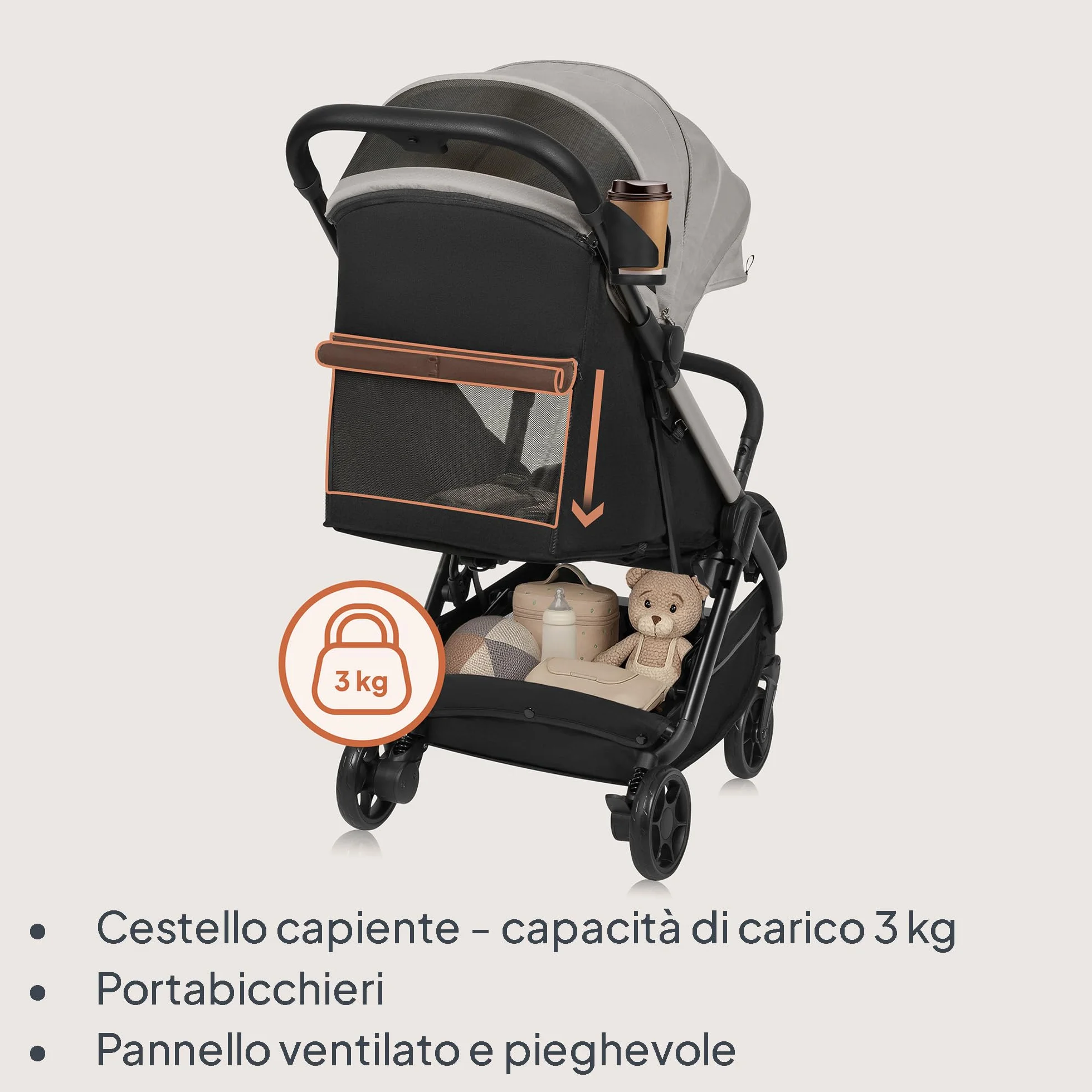 LIONELO Julie Air Passeggino Pieghevole Fino a 22 kg Ruote Girevoli 360° UPF50+