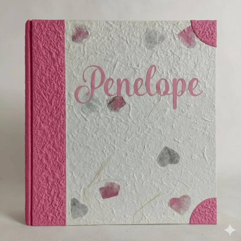 Album fotografico in carta di riso con fiori e petali personalizzabile regalo nascita