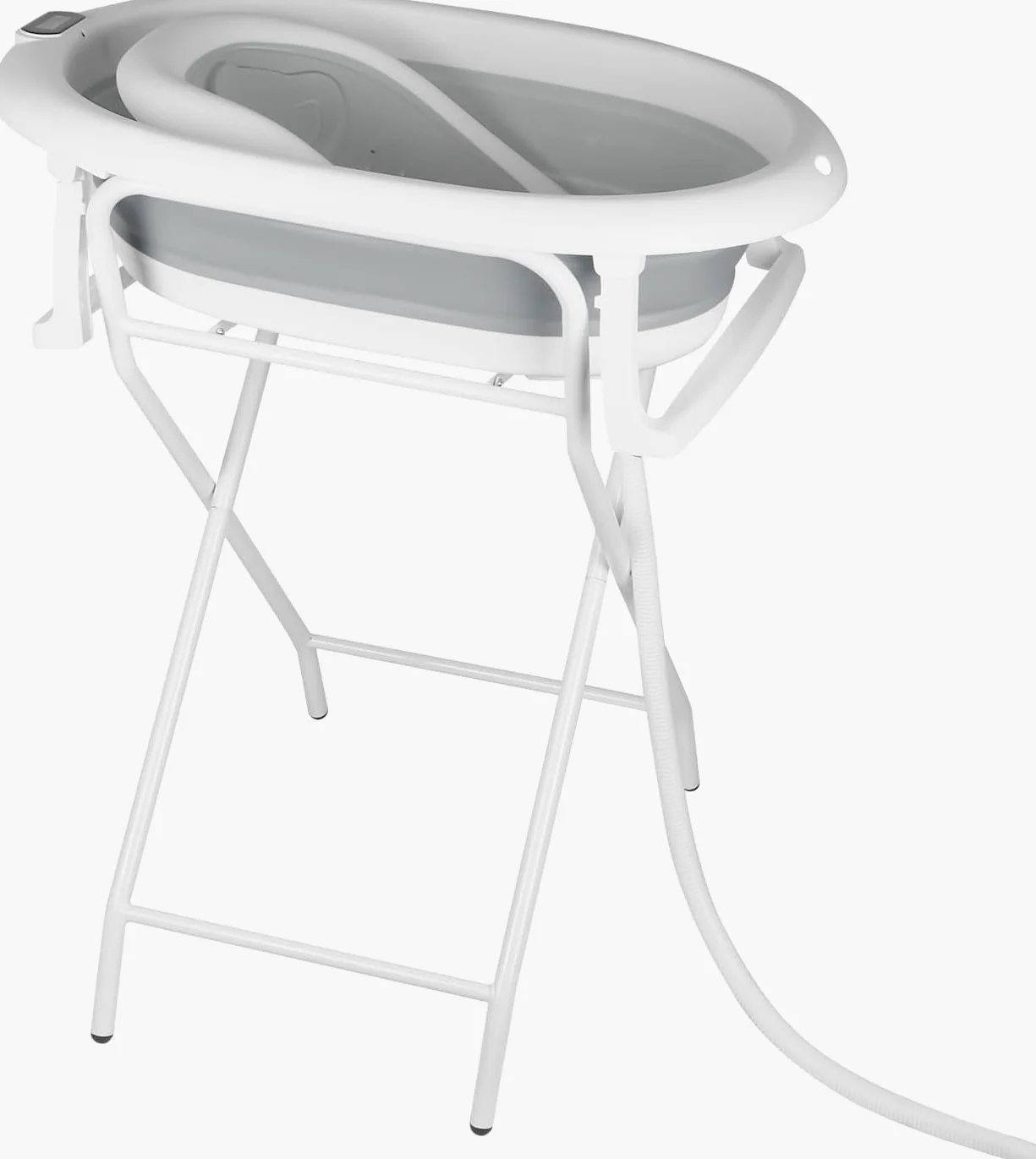Vasca da bagno pieghevole con supporto in acciaio per neonati con termometro e tubo di scarico–Cuscino ergonomico neonato– guadagno di spazio piccolo bagno– 0-3 anni ((Style 1) 85 * 47 * 85cm-grey)