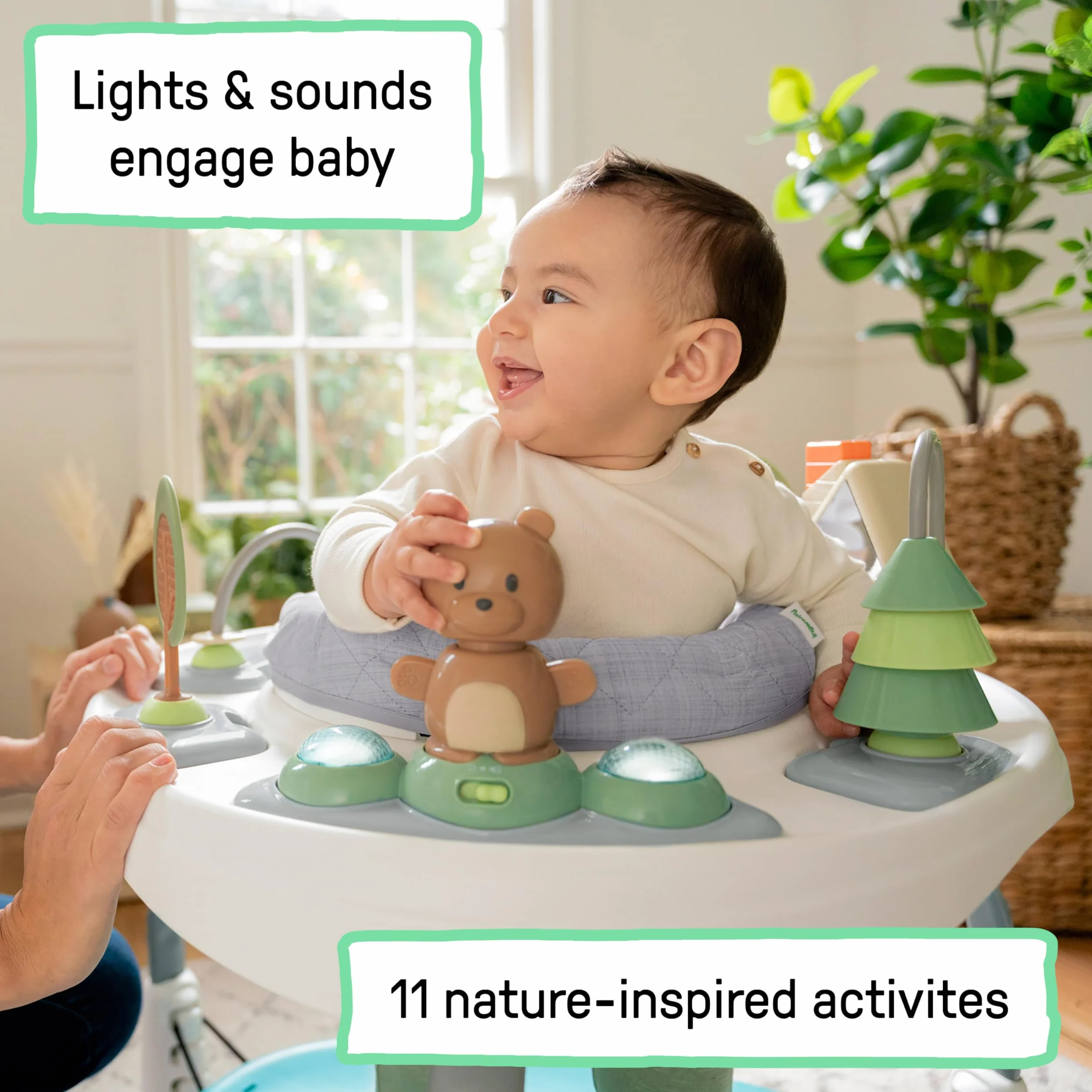 Ingenuity Spring & Sprout 2 in 1 Centro Attività Giochi e Tavolo con Cuscino Luci Suoni 11 Attività Interattive 6 Mesi+