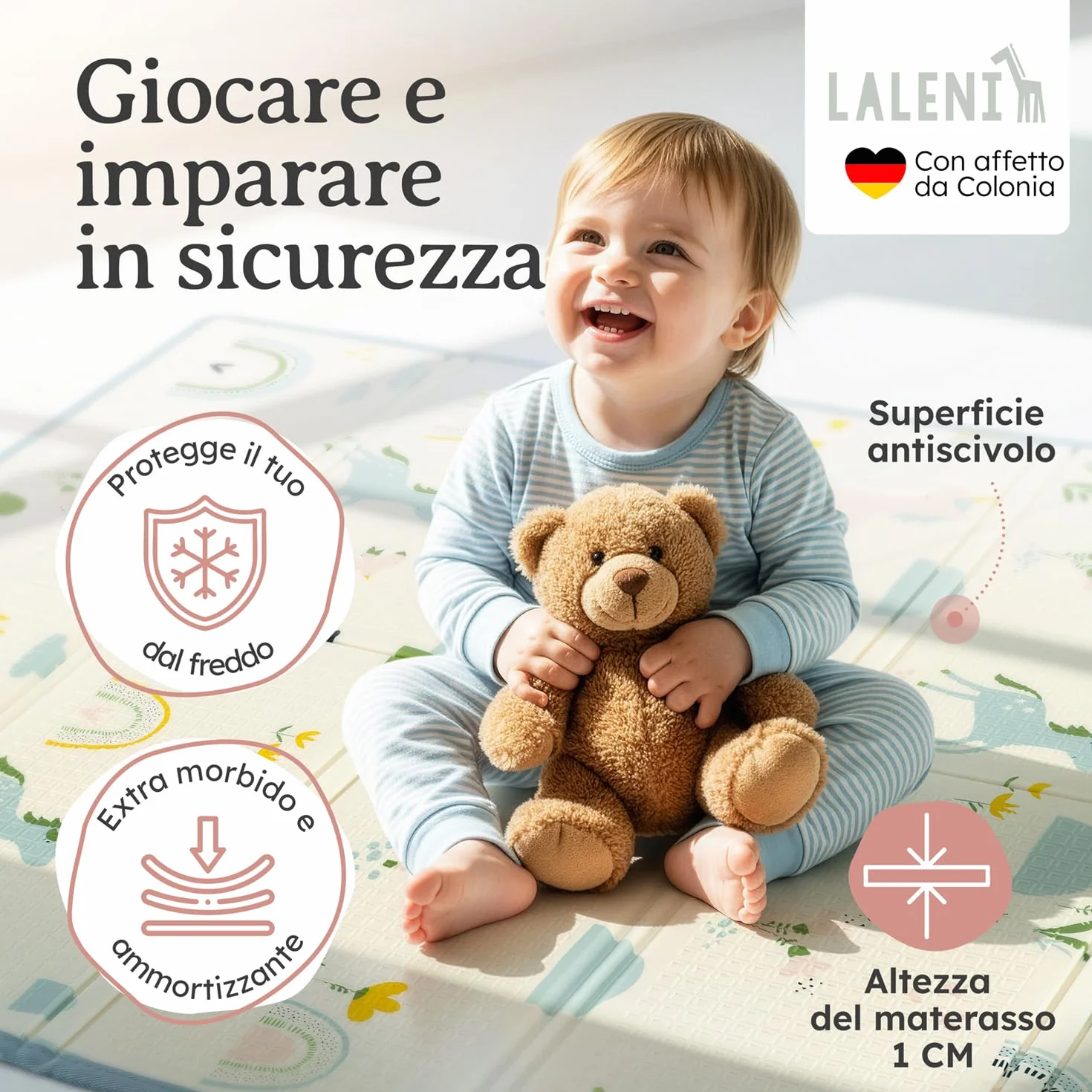 Tappeto Gioco Bambini Pieghevole Impermeabile 120x150x1cm - Arcobaleno