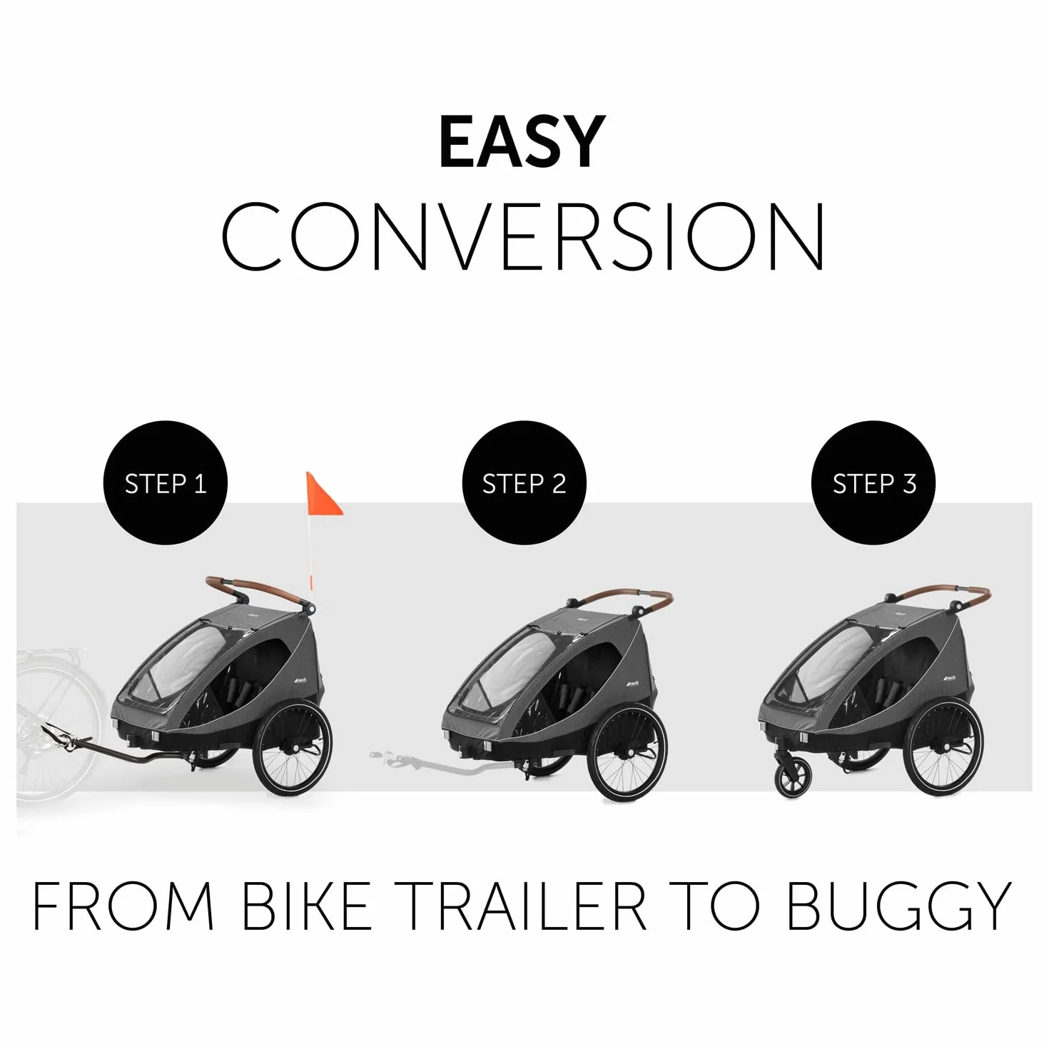 Hauck Dryk Duo Rimorchio Bici e Passeggino 2in1 per 2 Bambini fino a 22 kg, Pieghevole