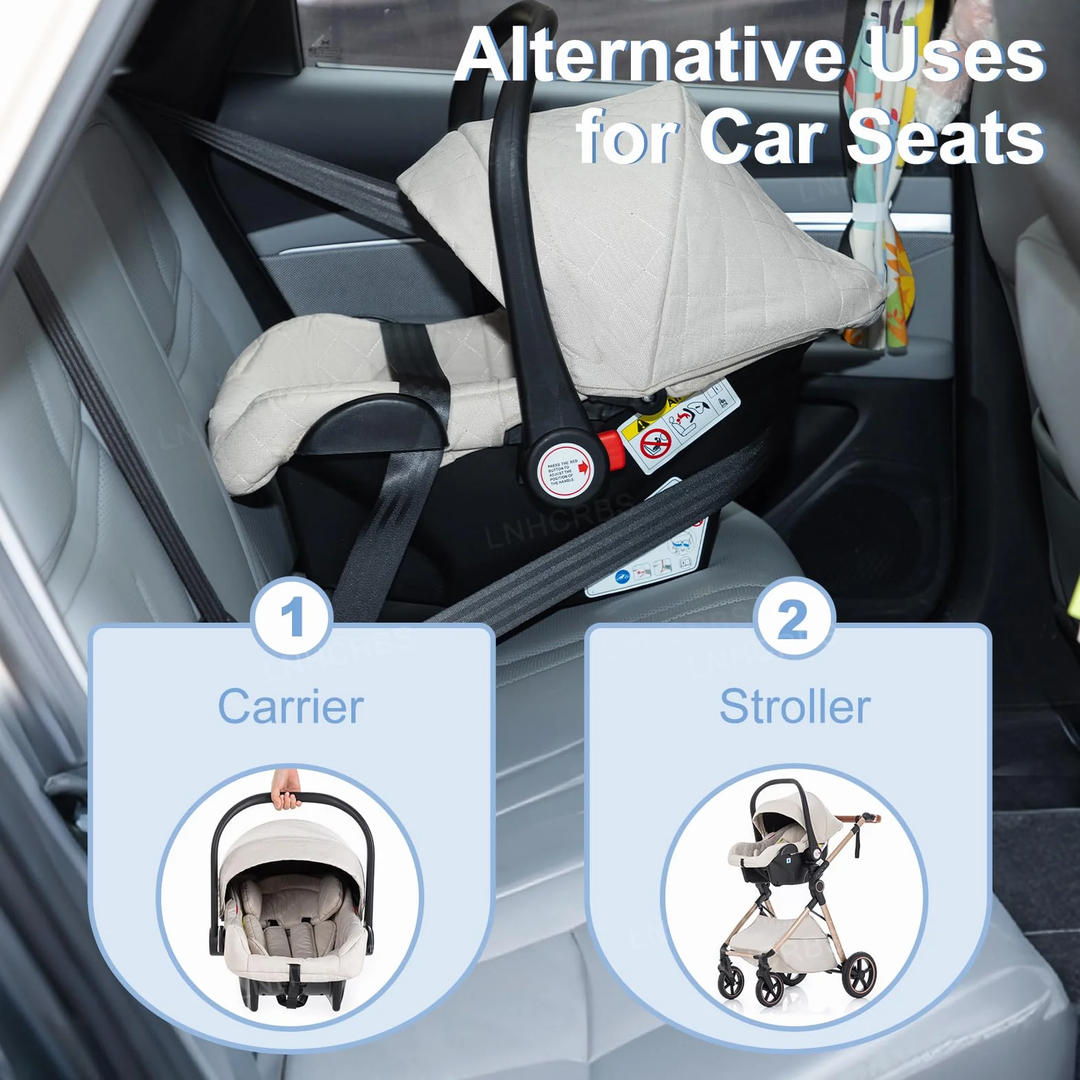 Passeggino 3 in 1 Trio Sistema di Viaggio Reversibile con Seggiolino Auto Maniglia Regolabile Ruote Anteriori Bloccabili per Neonati 0-3 Anni