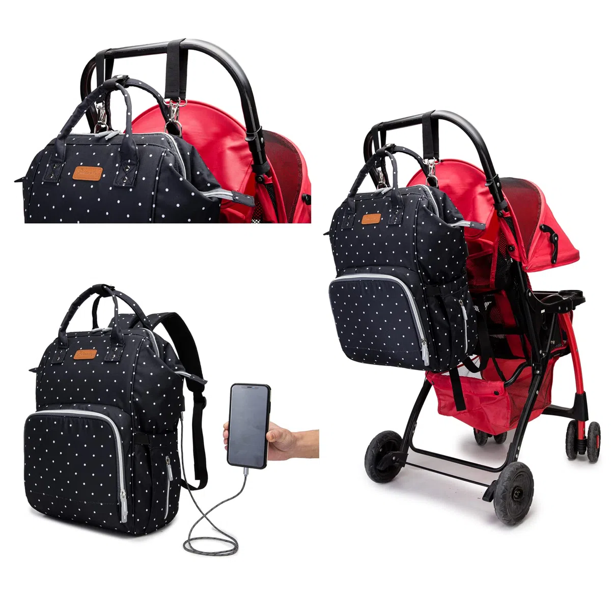 Zaino Mamma neonato Fasciatoio Bambino impermeabile Borsa Nappy Stoffa Oxford Grande capacità 55L con Materassino fasciatoio, 3 tasche isolanti bottiglia per Viaggiare mamma papà