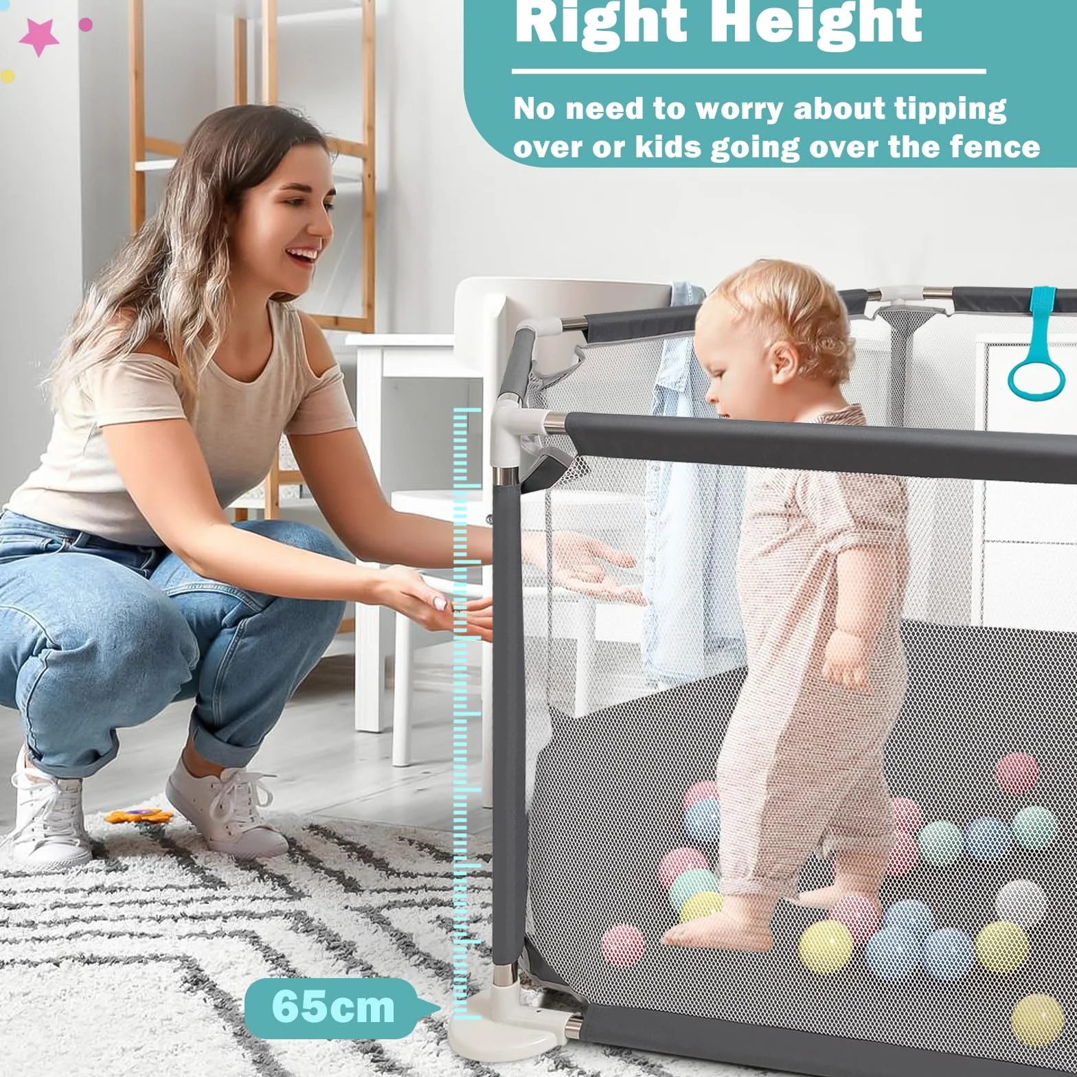 CHOLY Box esagonale per neonati con rete traspirante, recinzione attività bambini, borsa viaggio grigio scuro