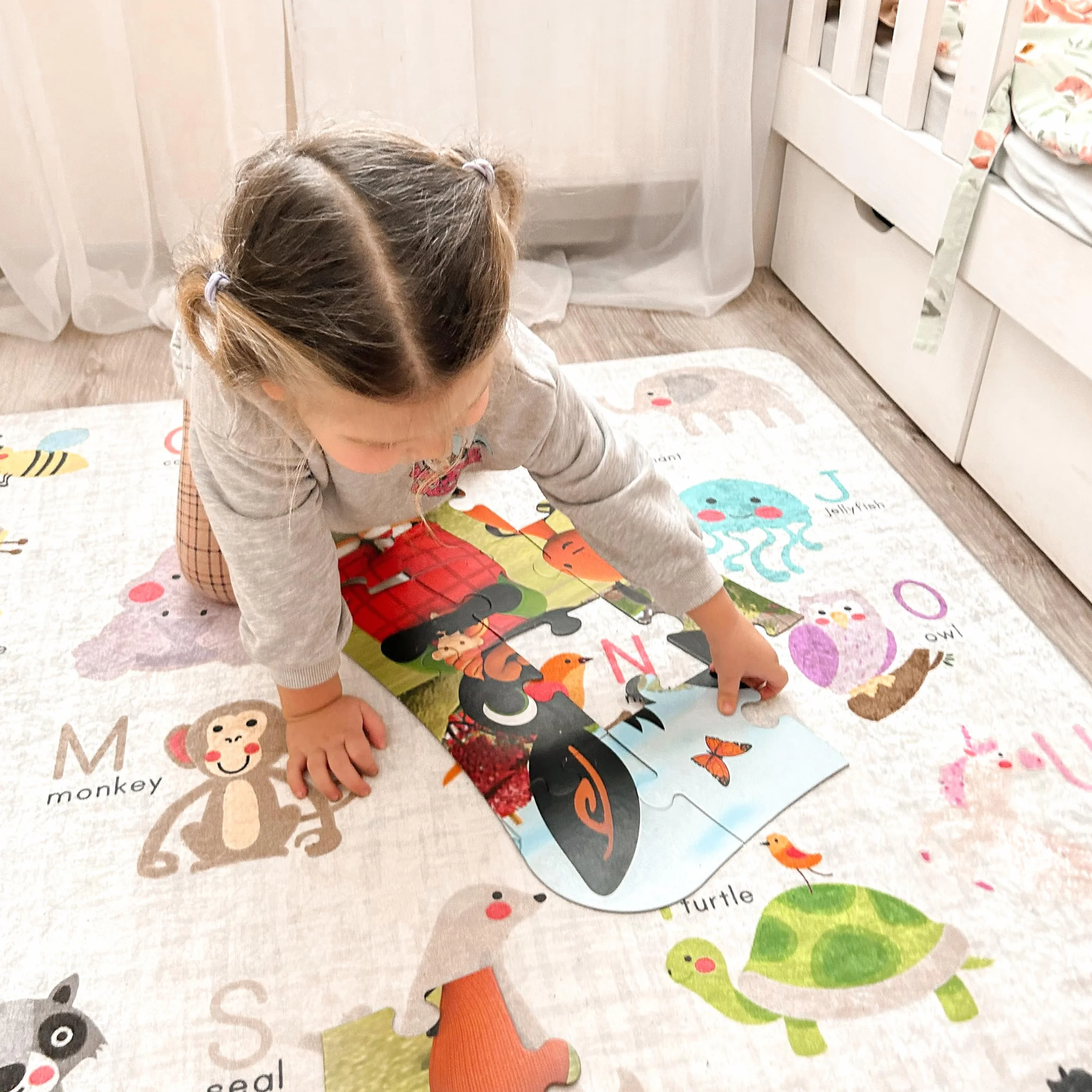 HAMUR HOME Tappeto Da Gioco Per Bebè Tappeto Da Gioco Antiscivolo Tappeto Per Gattonare Pieghevole 150 X 150 Cm Per Camerette Stanze Dei Giochi Lavatrici Tappetino (Animali)
