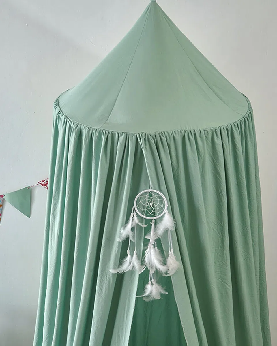 Surwin Baldacchino per Letto Bambini, Tenda Zanzariera Cupola Rotonda Baldacchino per Decorazione Lettino Culla Bambini Cameretta Camera da Letto Lettura - Lago Verde