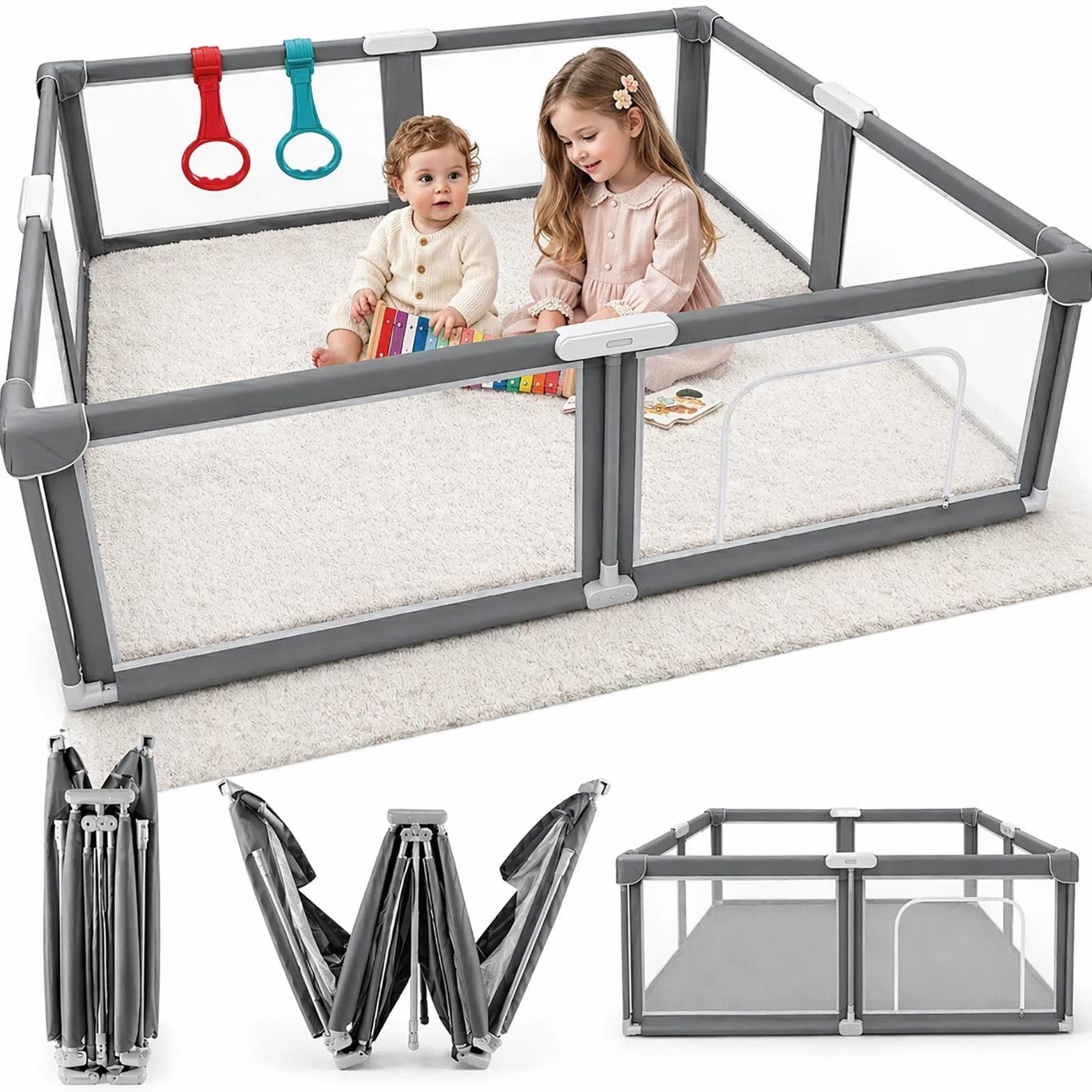 Box Pieghevole per Bambini - Box Portabile, Spazioso e Robusto per Neonati e Bambini Piccoli, Configurazione Rapida in 1 Minuto, Facile da Viaggiare, Sicuro e Durevole per Uso Interno ed Esterno