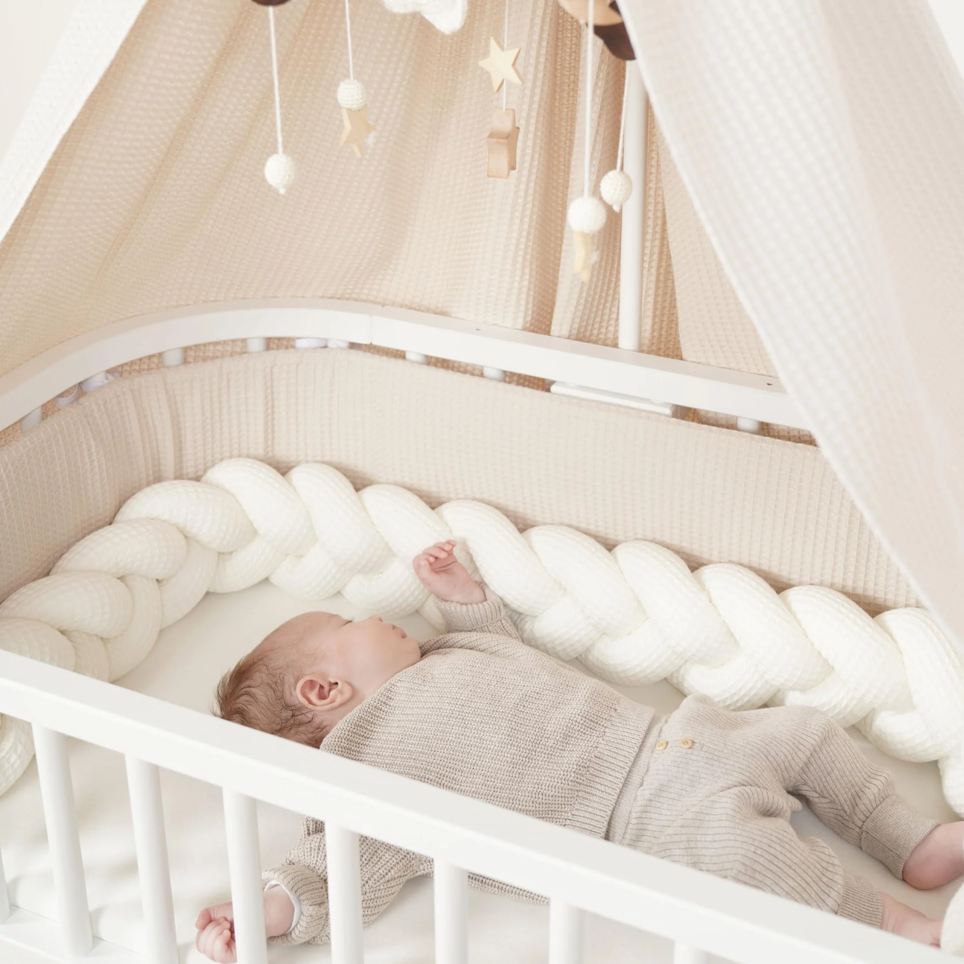 babybay Paracolpi in rete a nido d'ape, adatto per modello Maxi, Molle, Comfort e Comfort Plus, bianco