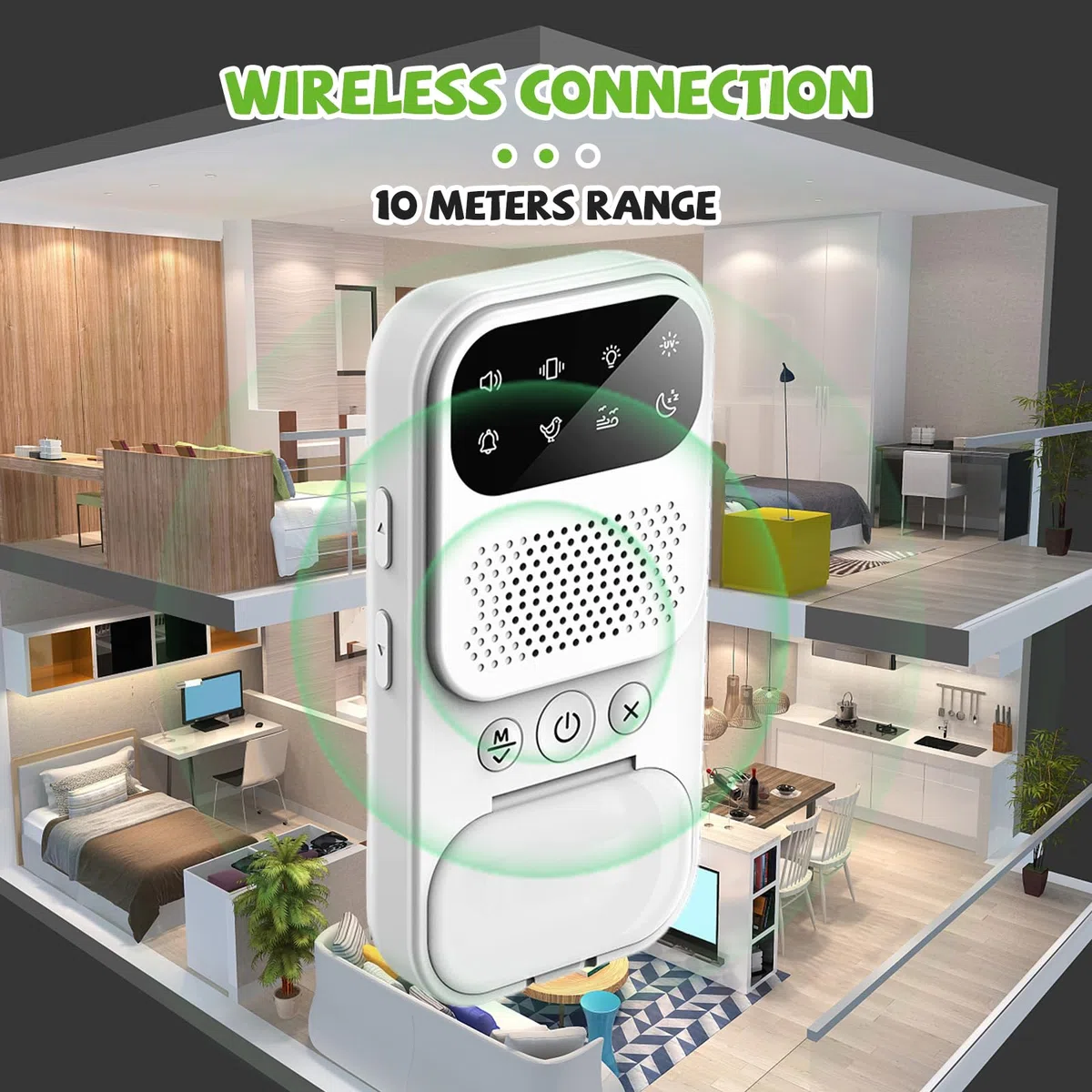 Allarme Enuresi Notturna, Sensore Wireless per Bagnare il Letto con Luce Notturna, Suoni e Vibrazione, Allarme Pipì per Neonati e Bambini