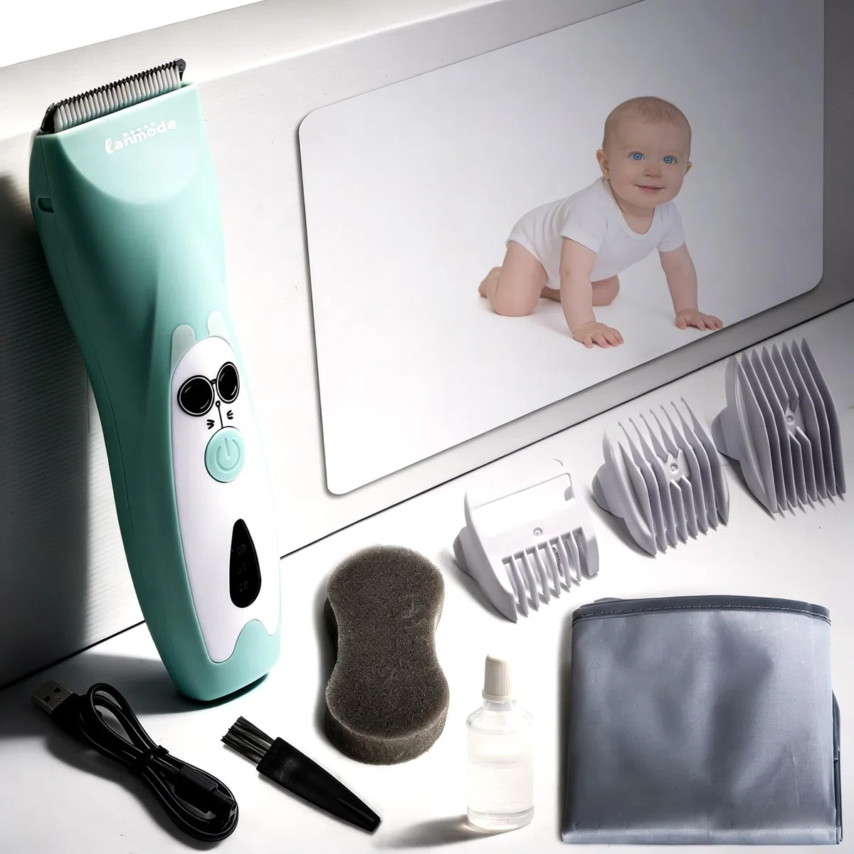 Tagliacapelli per bambini, tagliacapelli ultra silenzioso per bambini, bambini con autismo, lama in ceramica senza fili impermeabile, kit per taglio di capelli ricaricabile per bambini e donne