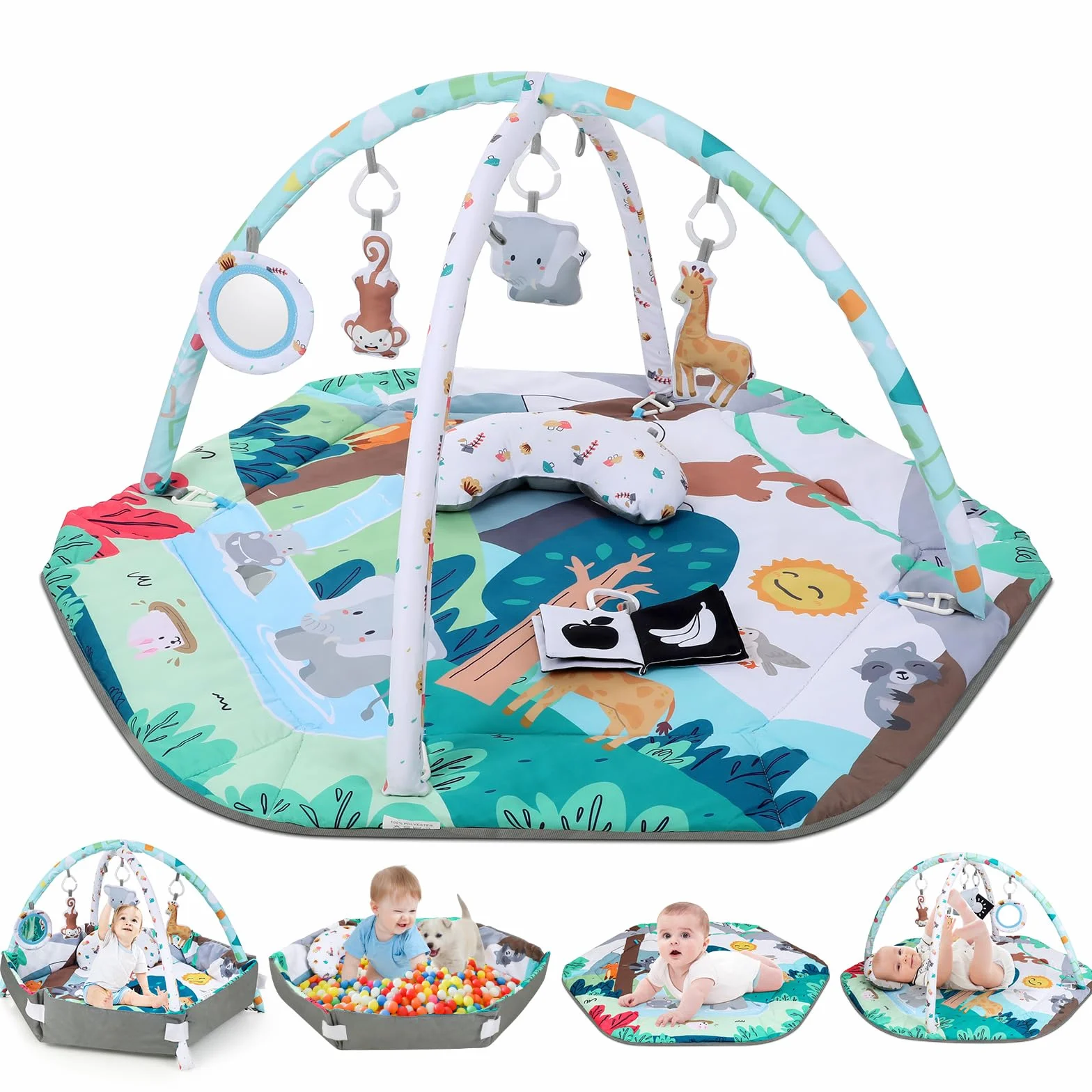 Lilian&Gema Palestrina Neonato, Palestrina Evolutiva Neonato con 6 giochi sensoriali per lo sviluppo sensoriale e motorio da 0-18 mesi,che la rendono il regalo perfetto per il tuo bambino