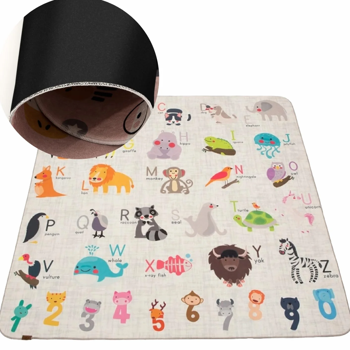HAMUR HOME Tappeto Da Gioco Per Bebè Tappeto Da Gioco Antiscivolo Tappeto Per Gattonare Pieghevole 150 X 150 Cm Per Camerette Stanze Dei Giochi Lavatrici Tappetino (Animali)