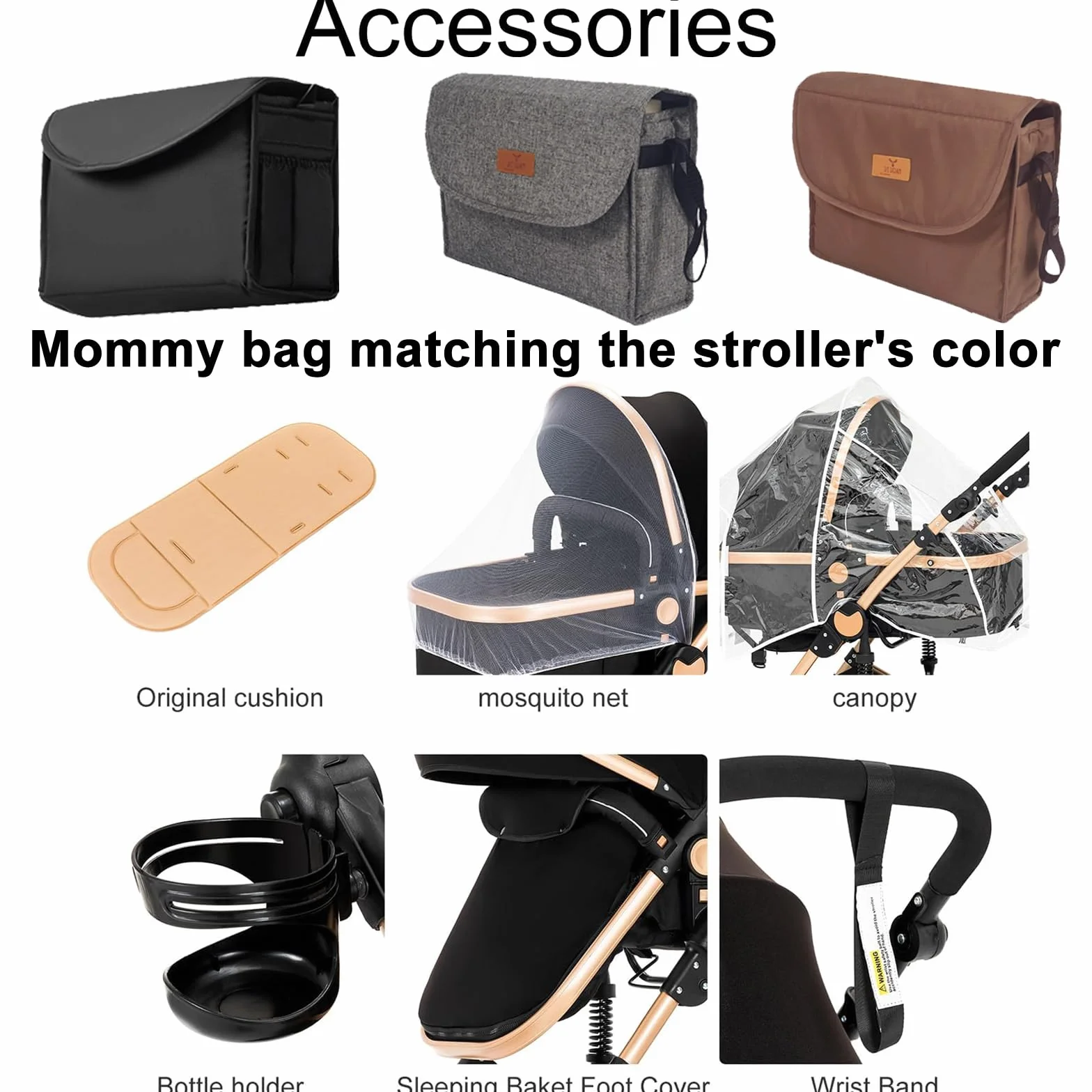 Passeggino Trio 3 in 1 Pieghevole con Telaio Alluminio (588 Black Gold)