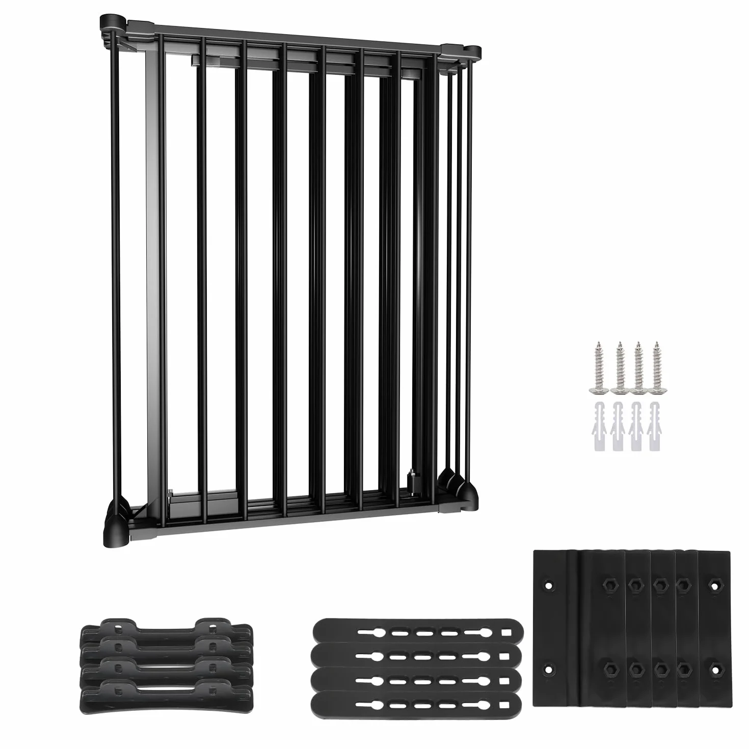 Sonnewelt Cancelletto per bambini 310 cm, Cancello per cani， griglia di protezione per porta, 5 pezzi, in metallo, per bambini e animali domestici, colore: nero