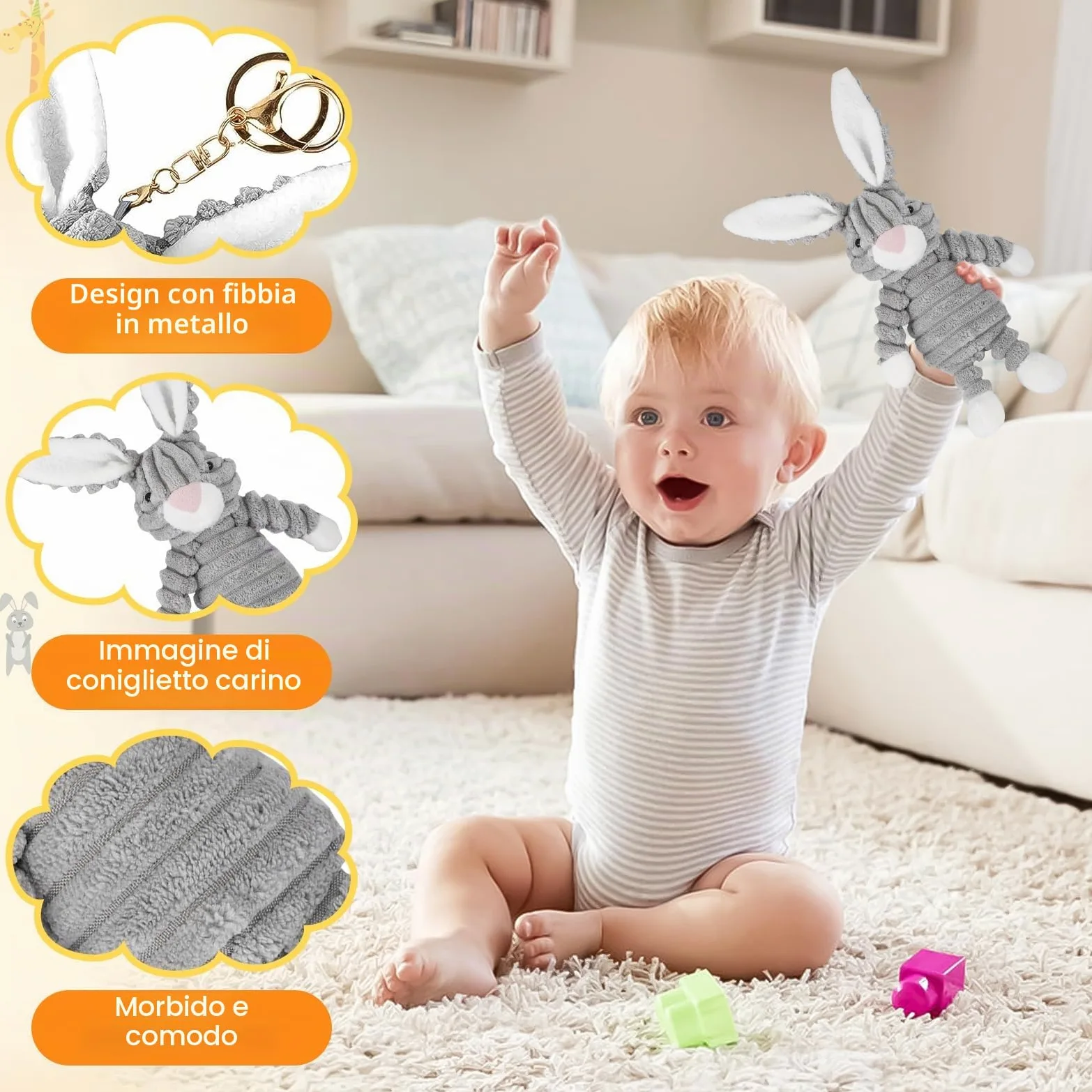 Set Regalo Torta di Pannolini per Neonati - Set Premium da 9 Pezzi con Peluche a Forma di Coniglietto e sonaglio in Legno in Una Scatola di bambù - Regali di Nascita neutri