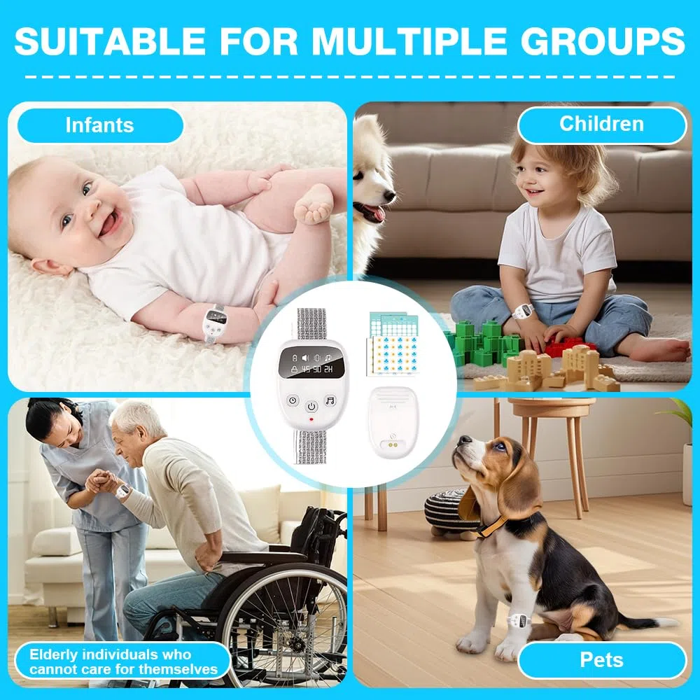 Allarme Wireless per la Pipì, Allarme Pee Ricaricabile, AllarmeWireless per Bambini con Telecomando, 3 Modalità Promemoria, 2 Suonerie, Ricarica USB, Timer, per Bambini, Anziani e Adulti
