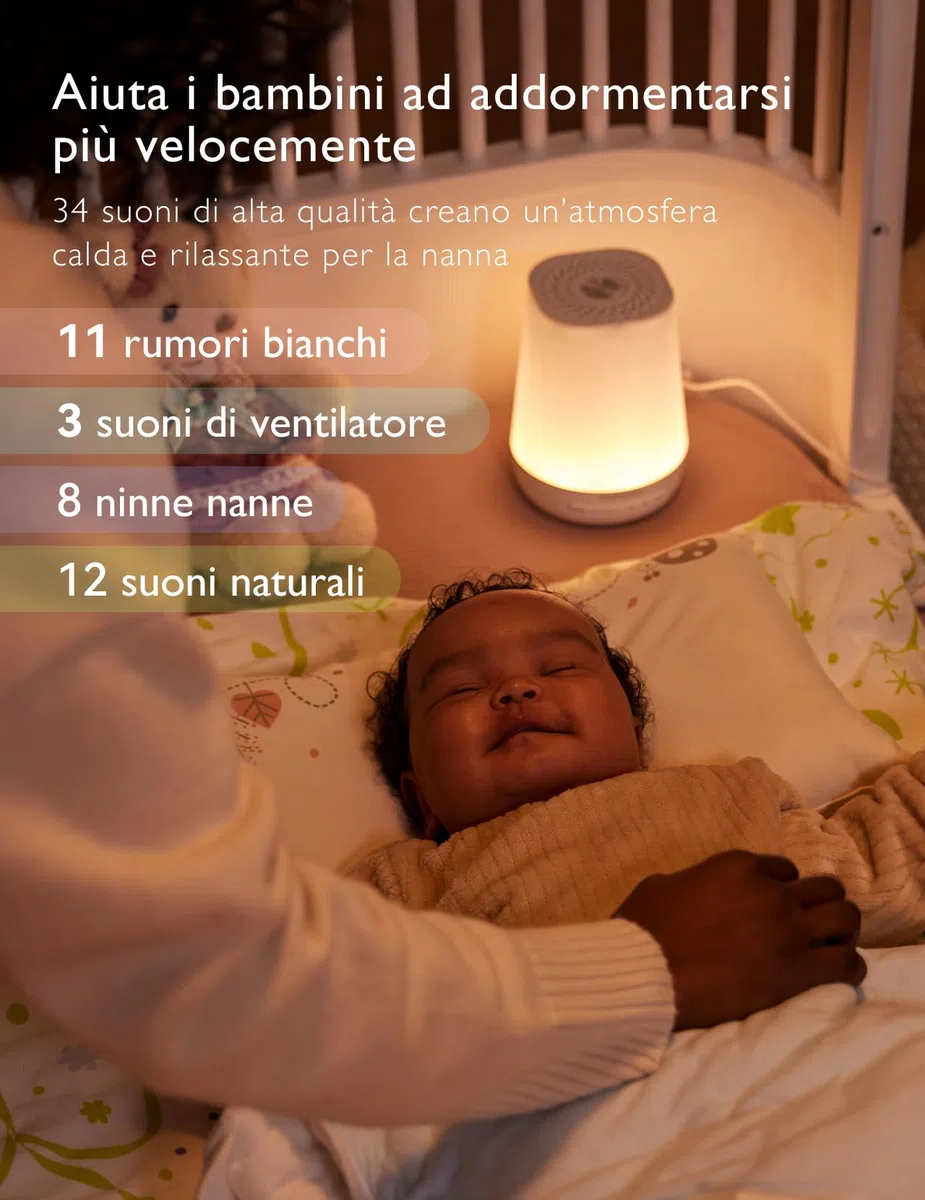 Momcozy Macchina del Rumore Bianco,Macchina del Suono per Bambino Adulto,34 Suoni Lenitivi,White Noise Machine Luce a 7 Colori,Macchina Rumore Bianco Telecomando APP, Funzione di Temporizzazione
