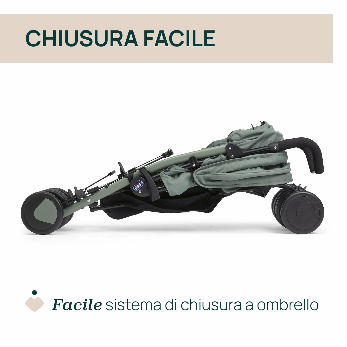 Chicco Echo Lite Passeggino Leggero 0-22 kg Schienale Reclinabile 4 Posizioni Ruote Anteriori Girevoli