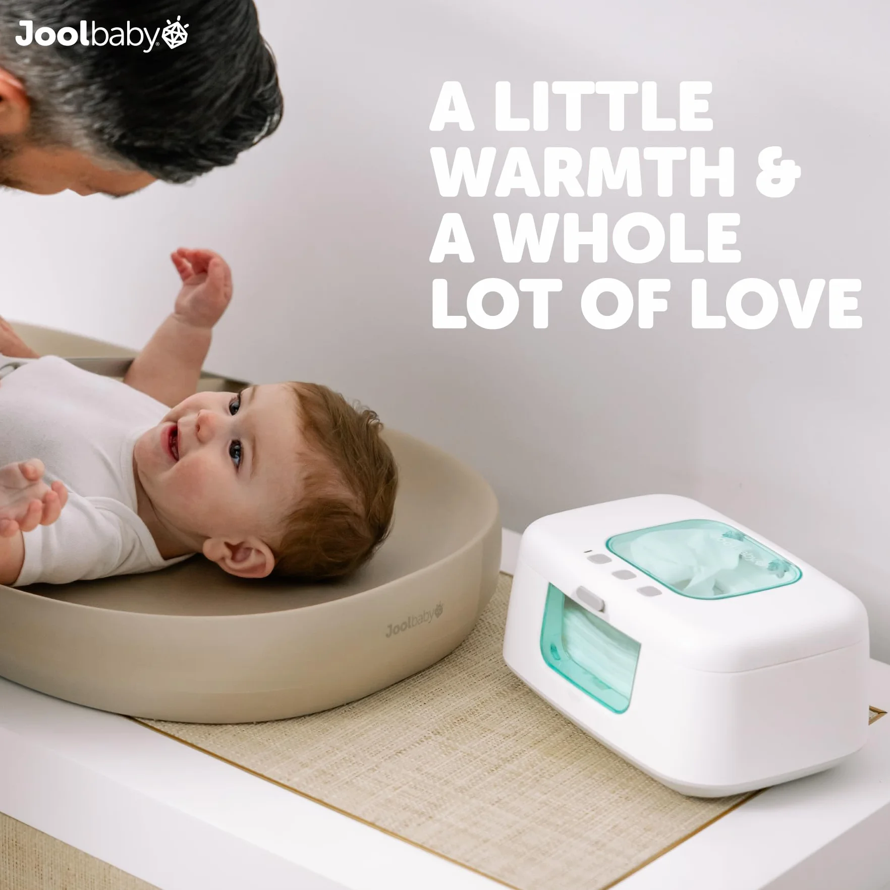 Jool Baby TinyBums Scaldasalviette Dispenser LED Luce Cambia Interruttore On/Off Aqua