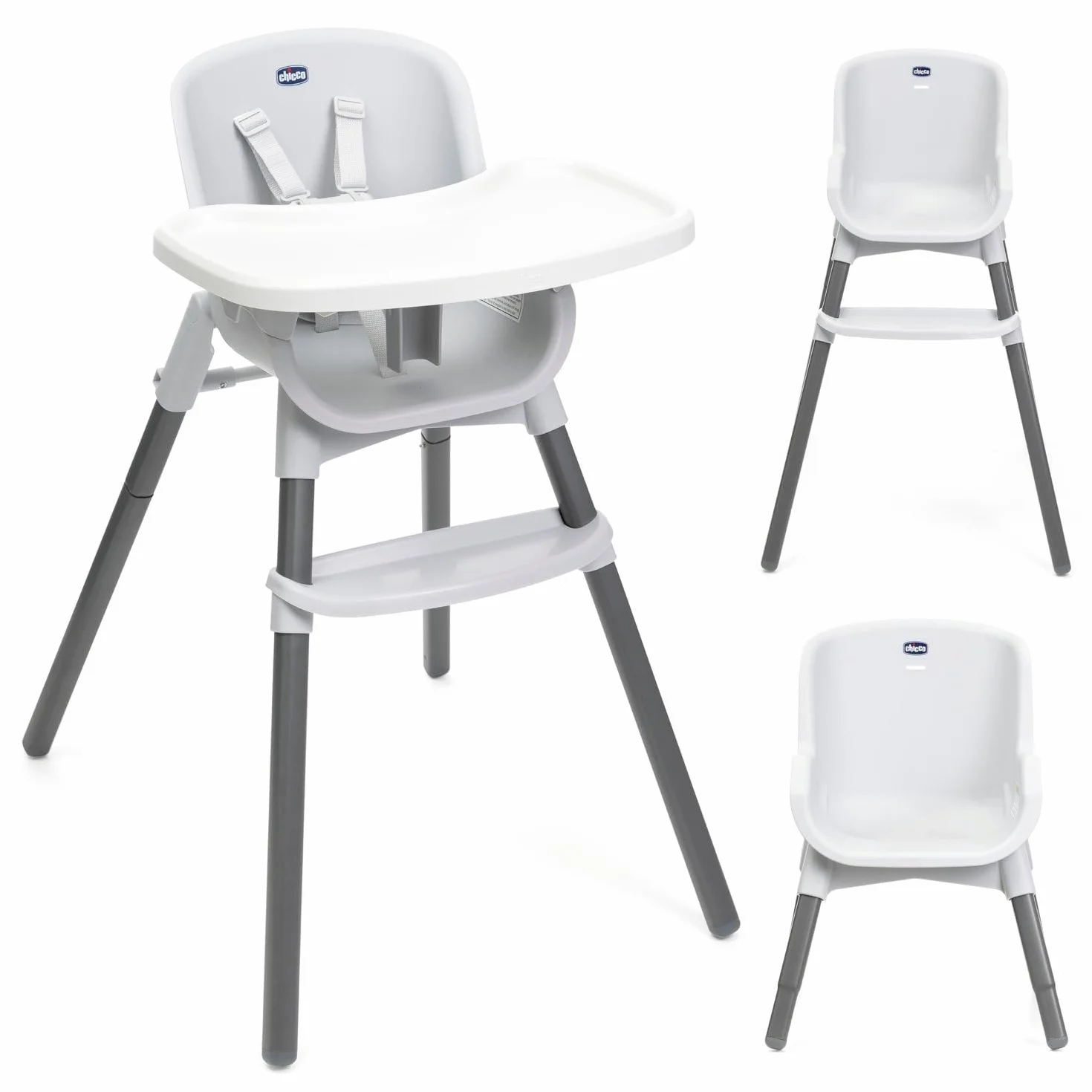 Chicco Seggiolone Evolutivo Pappa per Bambini 6 mesi 40 kg Richiudibile Seduta Lavabile Cintura 5 Punti Vassoio Rimovibile Compatto Leggero