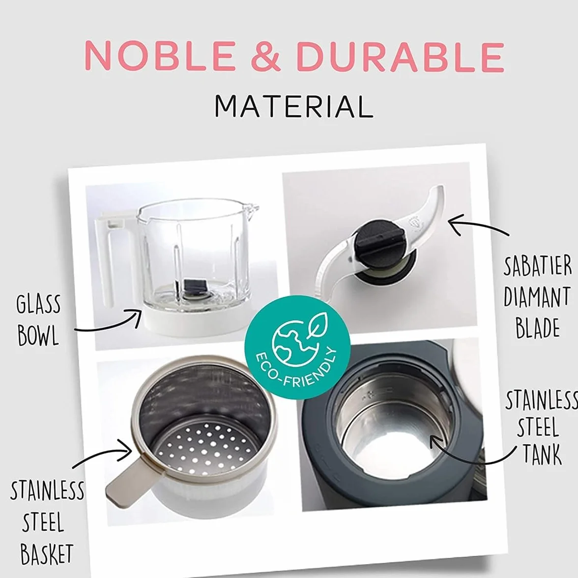 Béaba Babycook Neo Macchina per alimenti bebè 6 in 1 robot da cucina frullatore fornello vapore ciotola vetro acciaio inox