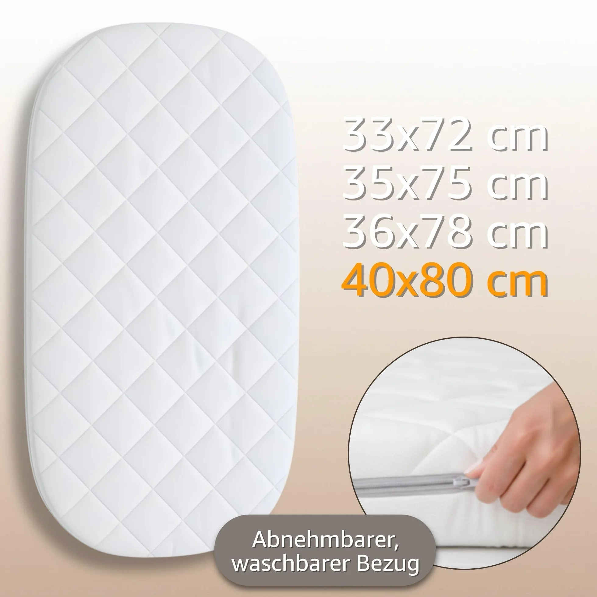 Materasso da culla BASIC - Ovale materassino bambini per navicella carrozzina passeggino e lettino neonato 40 x 80 Baby materassi antisudore Oeko-Tex