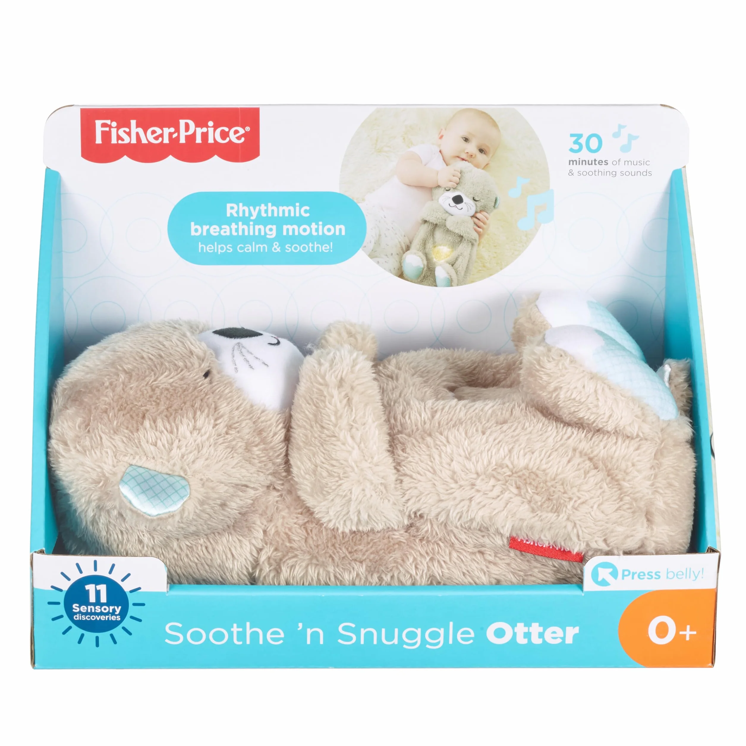 Fisher-Price Lontra Coccola & Relax Carillon Neonati Succhietto con Movimento Respirazione Luci e Suoni Scoperte Sensoriali Regalo per Neonati 0+ Mesi FXC66