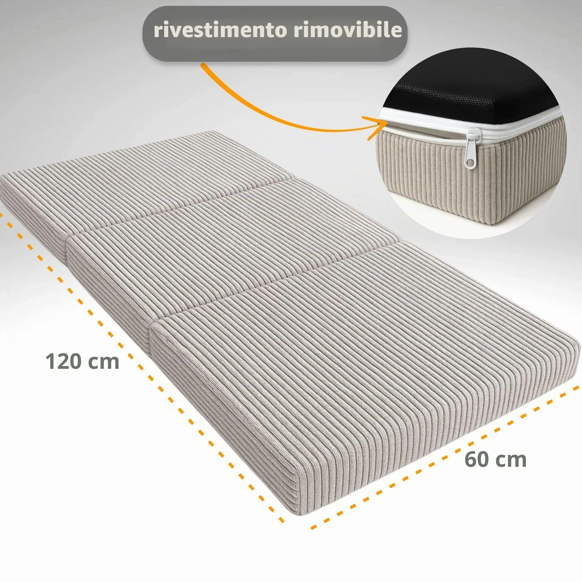Totsy Baby Materasso lettino pieghevole neonato 60x120 cm - materassi per culla e divano letto o materassino da campeggio in schiuma traspirante con fodera lavabile 60 x 120 cm Safari