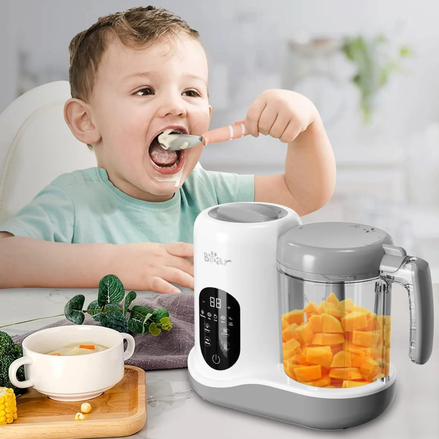 Cuocipappa Multifunzione 7 in 1 per Bebè, Mixer Automatico con Autopulente e Touchscreen