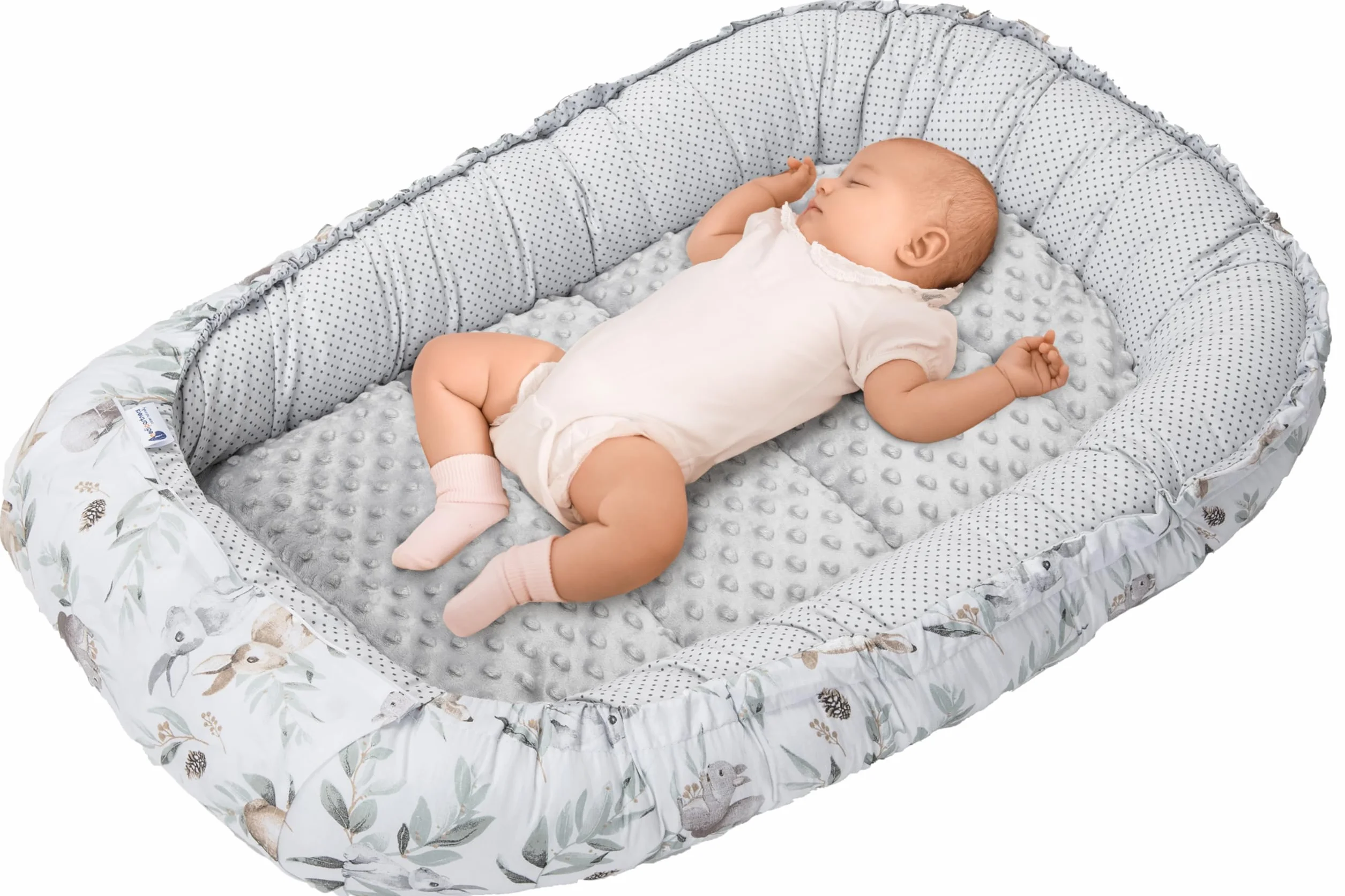 Riduttore Lettino Neonato 100x60x15 Nido Antisoffoco Cuscino 100% Cotone Minky