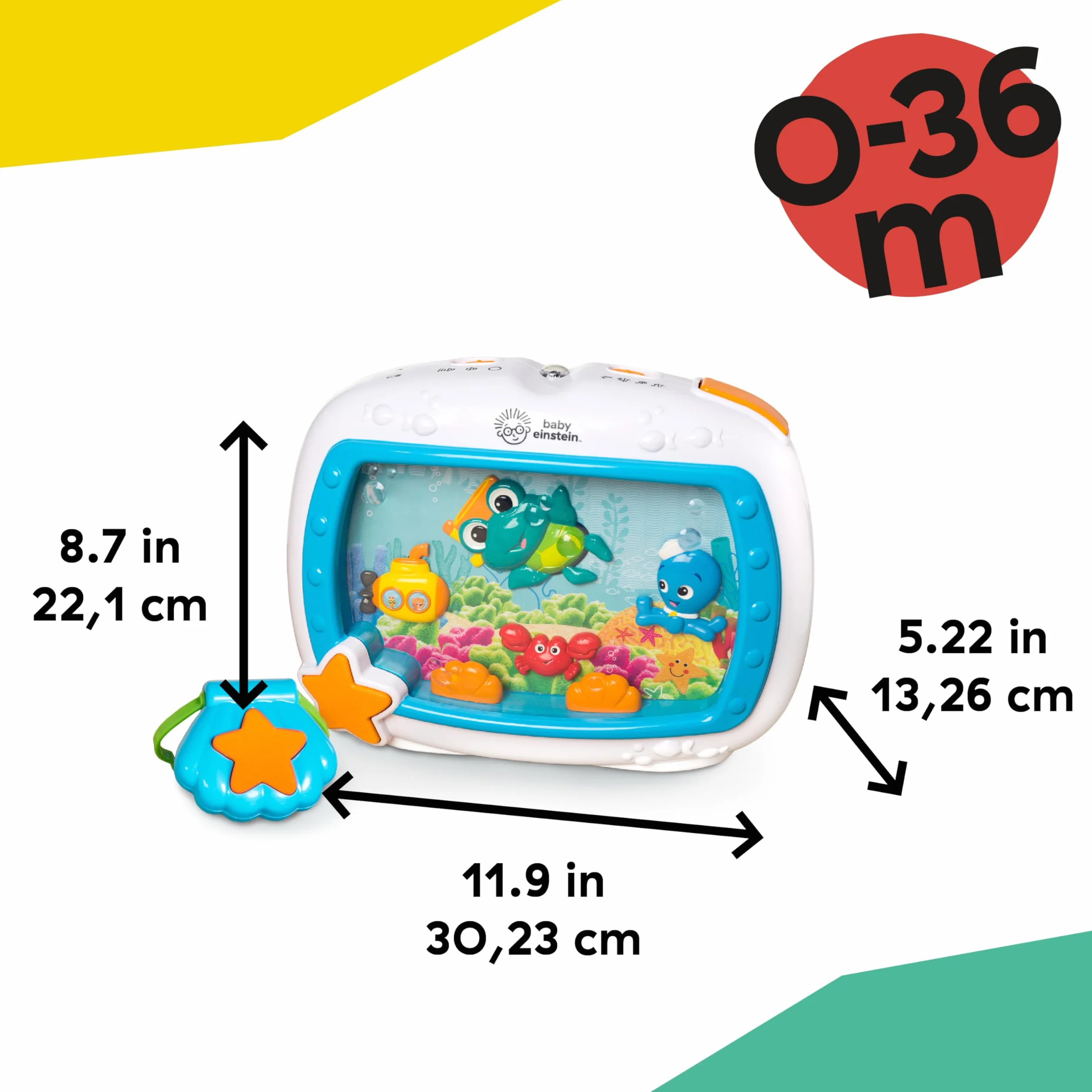 Baby Einstein Sea Dreams Soother – Rumori Bianchi per Neonato con Luci e Suoni Marini, Acquario Bebè Giocattolo da Culla con Controllo Remoto e Luce Notturna Rilassante, 0+ Mesi