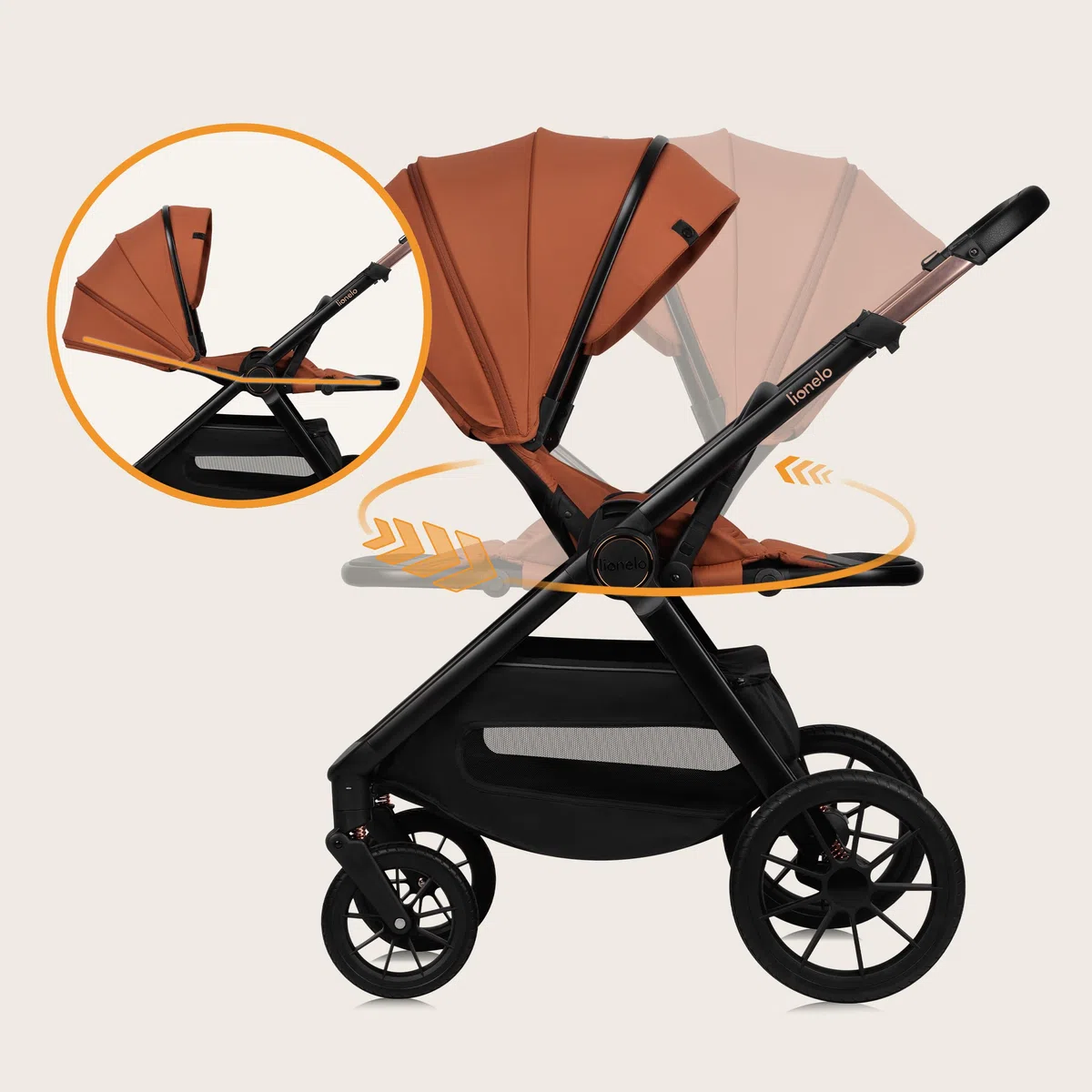 LIONELO LAYLA 3 in 1 Passeggino combinato Passeggino da 0 a 48 mesi fino a 22 kg, Navicella fino a 9 kg, Seggiolino auto fino a 13 kg, AiryDots, Ruote in PU girevoli a 360°, Sospensione completa