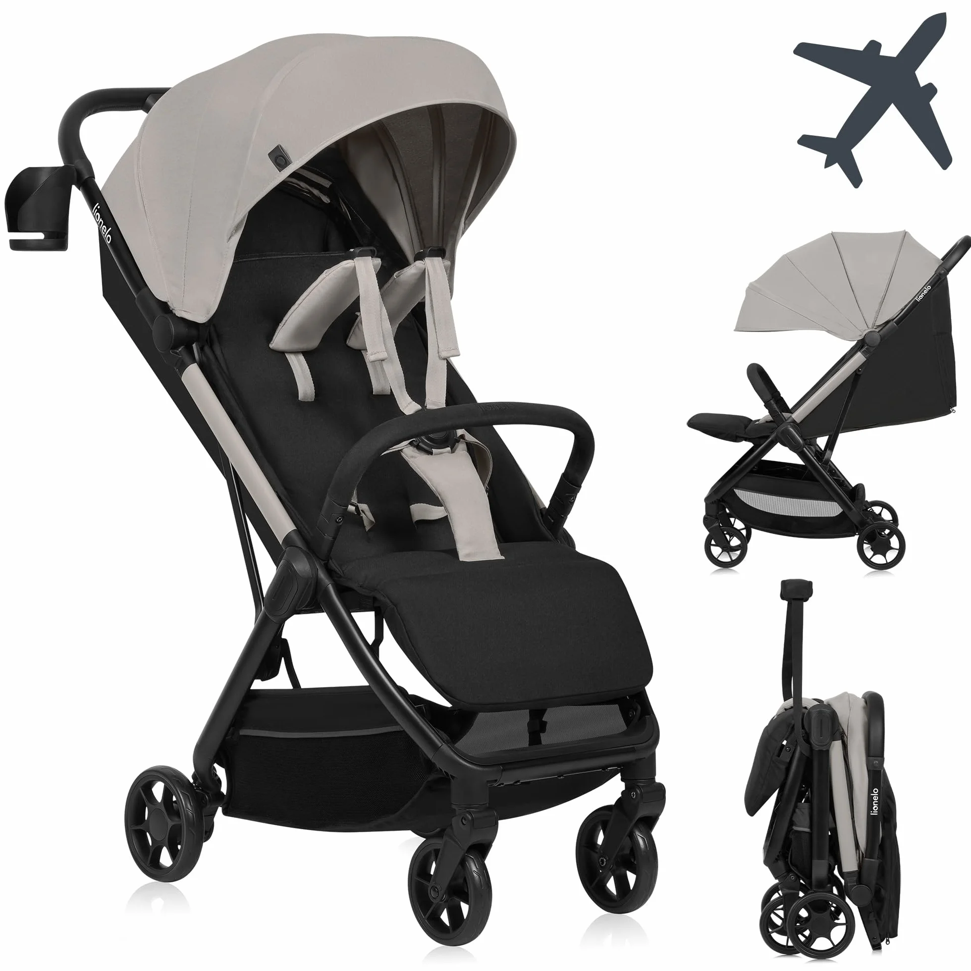 LIONELO Julie Air Passeggino Pieghevole Fino a 22 kg Ruote Girevoli 360° UPF50+