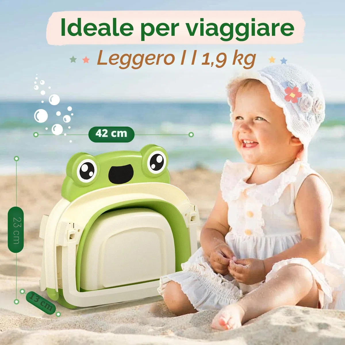 COOSEYA Vasca Neonato Bagnetto, Vasca Neonato Con Supporto Da Bagno Gratuito, Verde