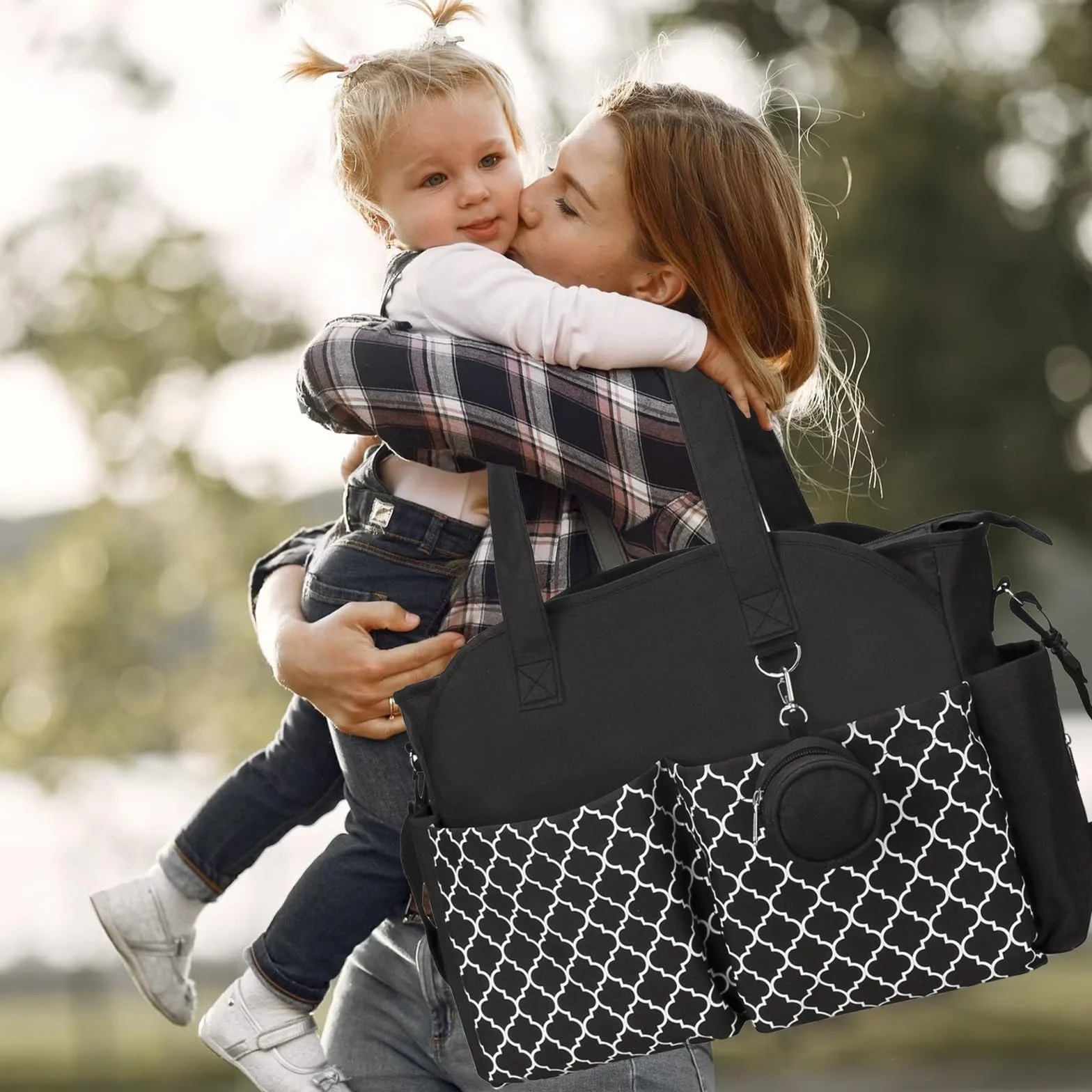 Borsa Fasciatoio 13 tasche Grande Spazio Tracolla Regolabile Viaggi Shopping Multifunzionale Nero