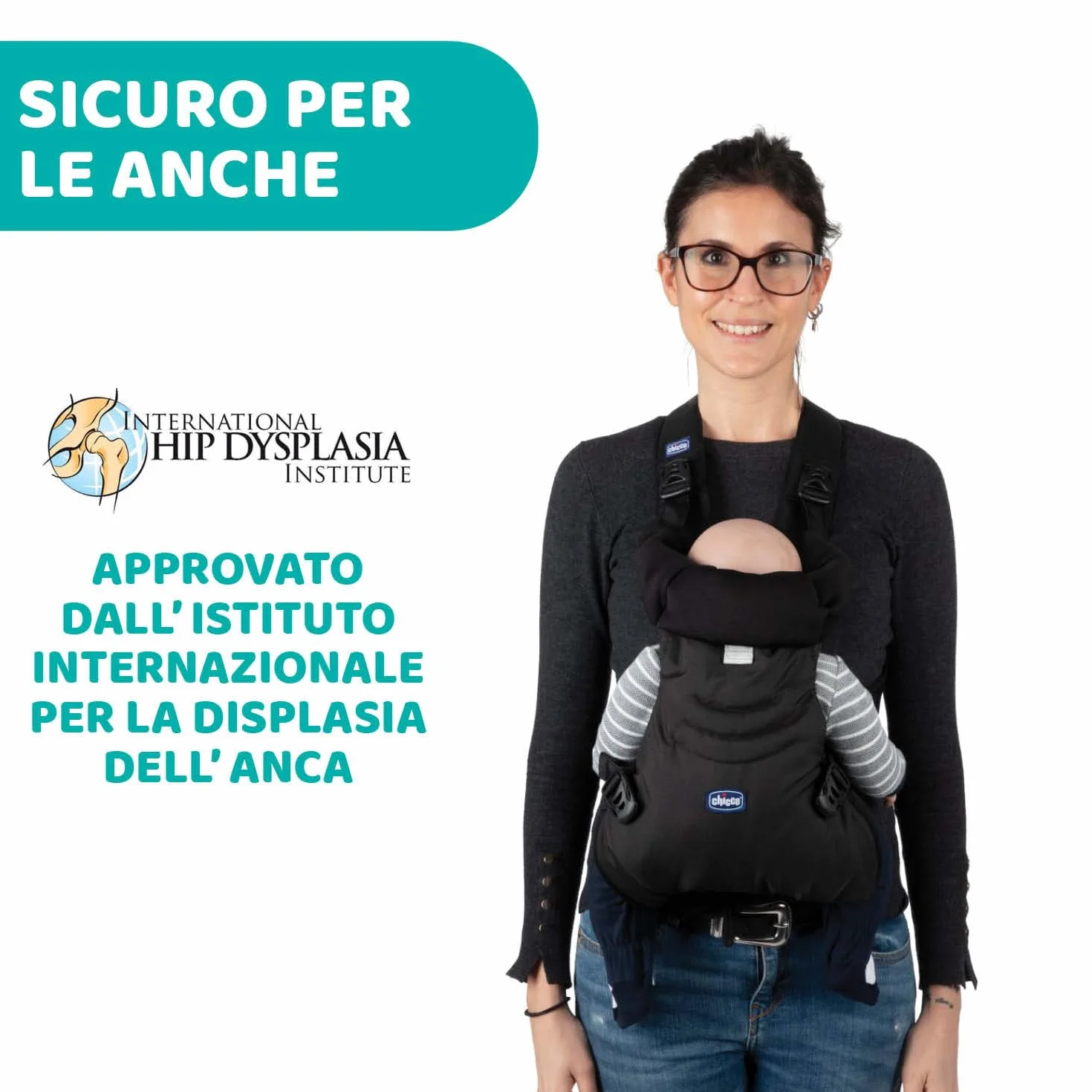 Chicco Easyfit Marsupio Neonati Ergonomico per Bebè e Bambini dalla Nascita a 9 Kg, Porta Bebè Semplice e Intuitivo da Indossare, Fronte Mamma e Fronte Strada, Supporto per Testa e Collo, Nero
